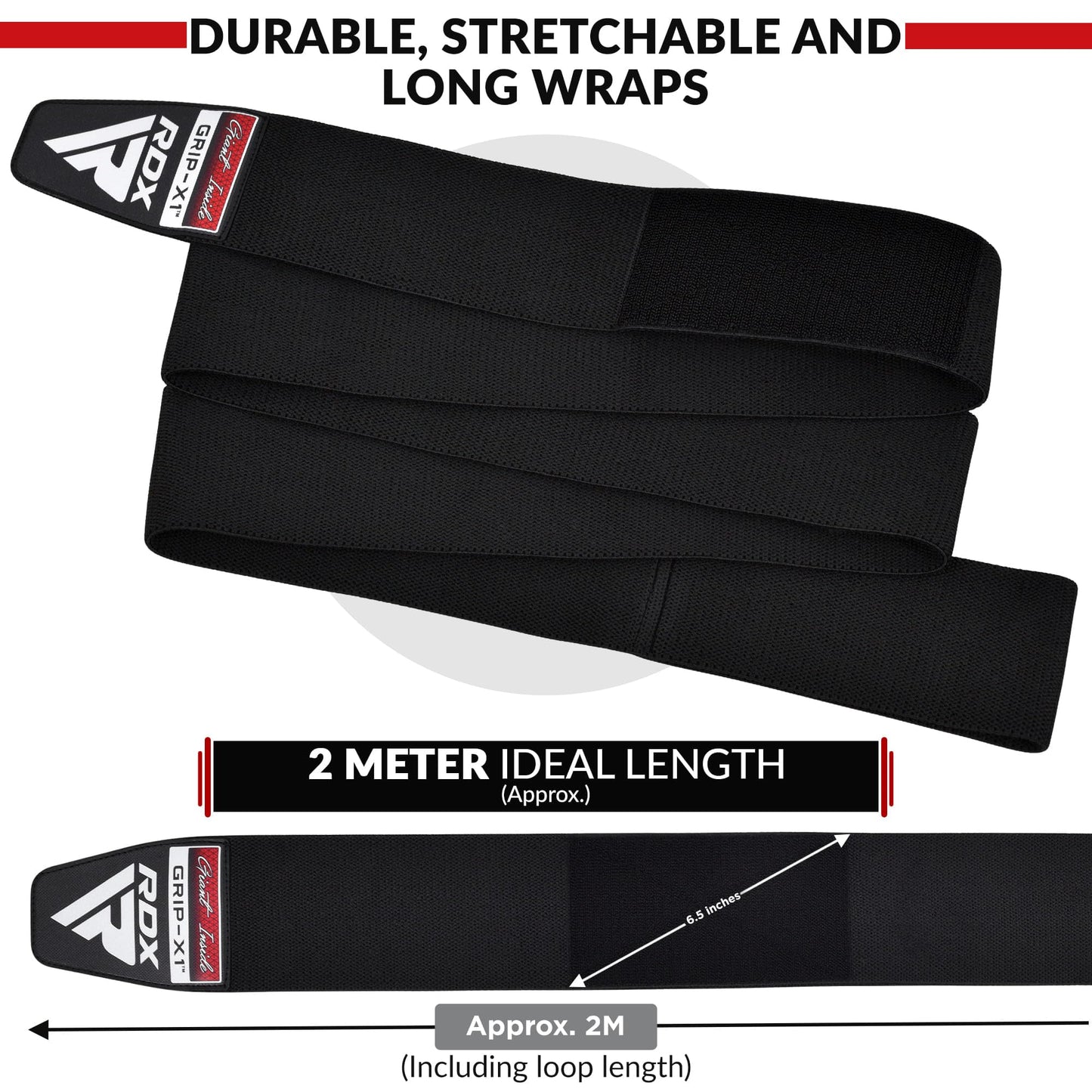 RDX Knee Wraps for Weightlifting, 78” Elasticated Straps Power Lifting Leg Press Support Gym Fitness Squats Workout Men Women