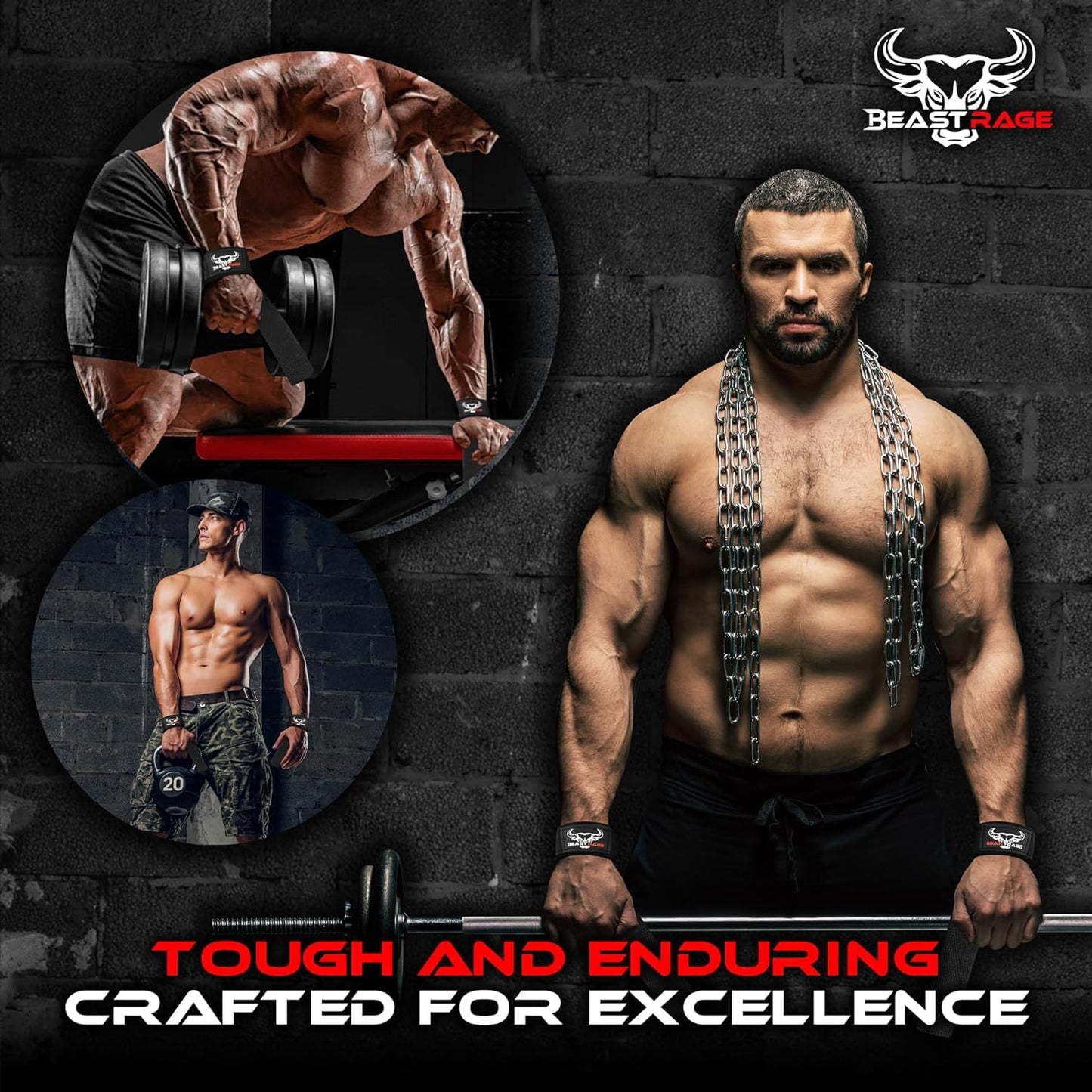 BEAST RAGE Lifting Wrist Straps for Weightlifting, Weight Lifting Straps Gym Power Workouts Lifting Straps Padded Cotton Men Women Supportive Lift Deadlift Straps Hard Pull Exercise Straps (Original Black)