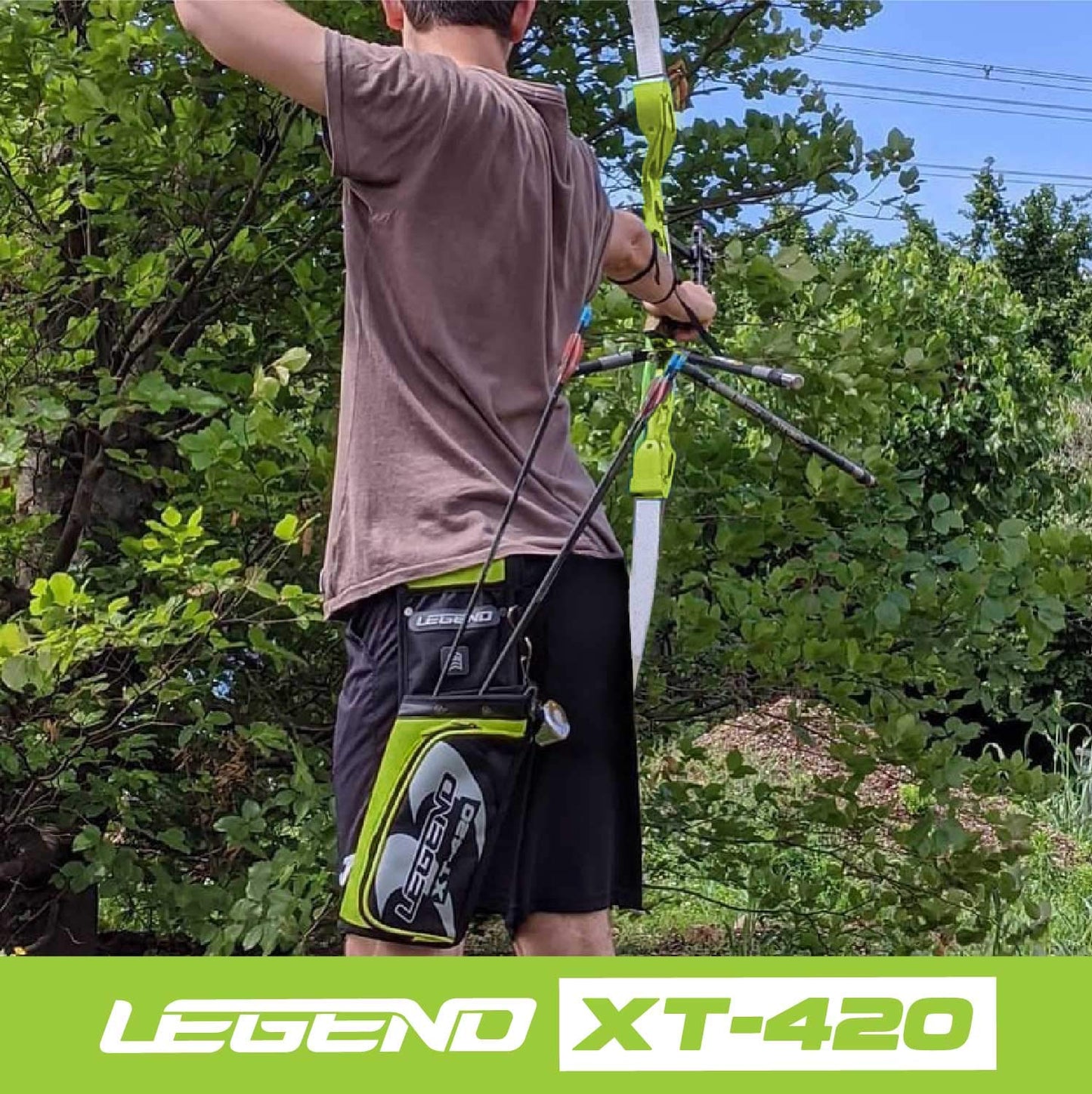 Legend XT420 Archery Field Quiver for Arrows - Right Handed Archery Hip Quiver with Belt, 3 Arrow Compartments - Storage Pocket for Archery Accessories - Nylon Material - 5.25"x1.5"x16" Green