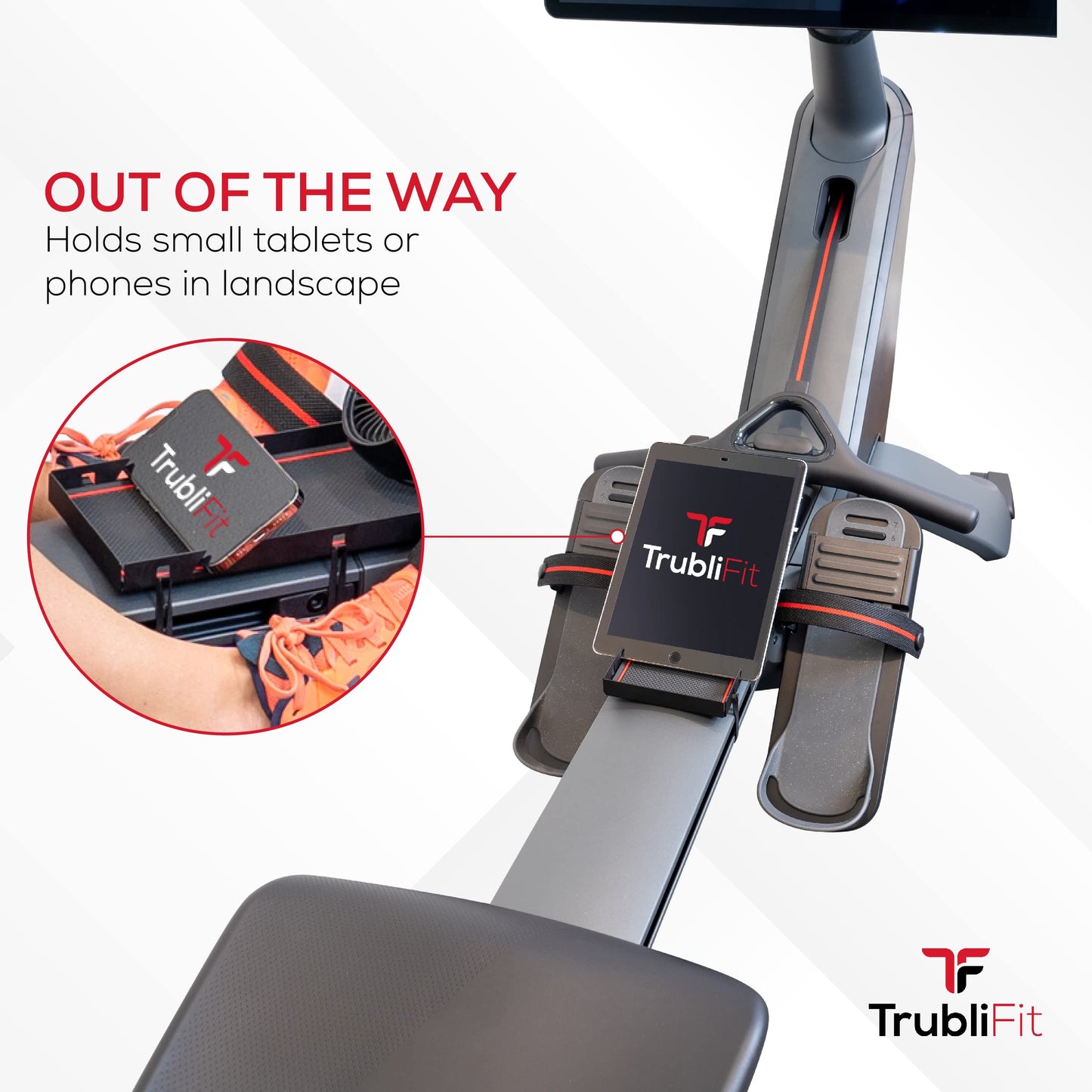 Fan for Peloton Row - Row Phone Tray - Accessories for Peloton Row - Free Cup Holder Inserts - No Batteries or Charging Required (Peloton Row)