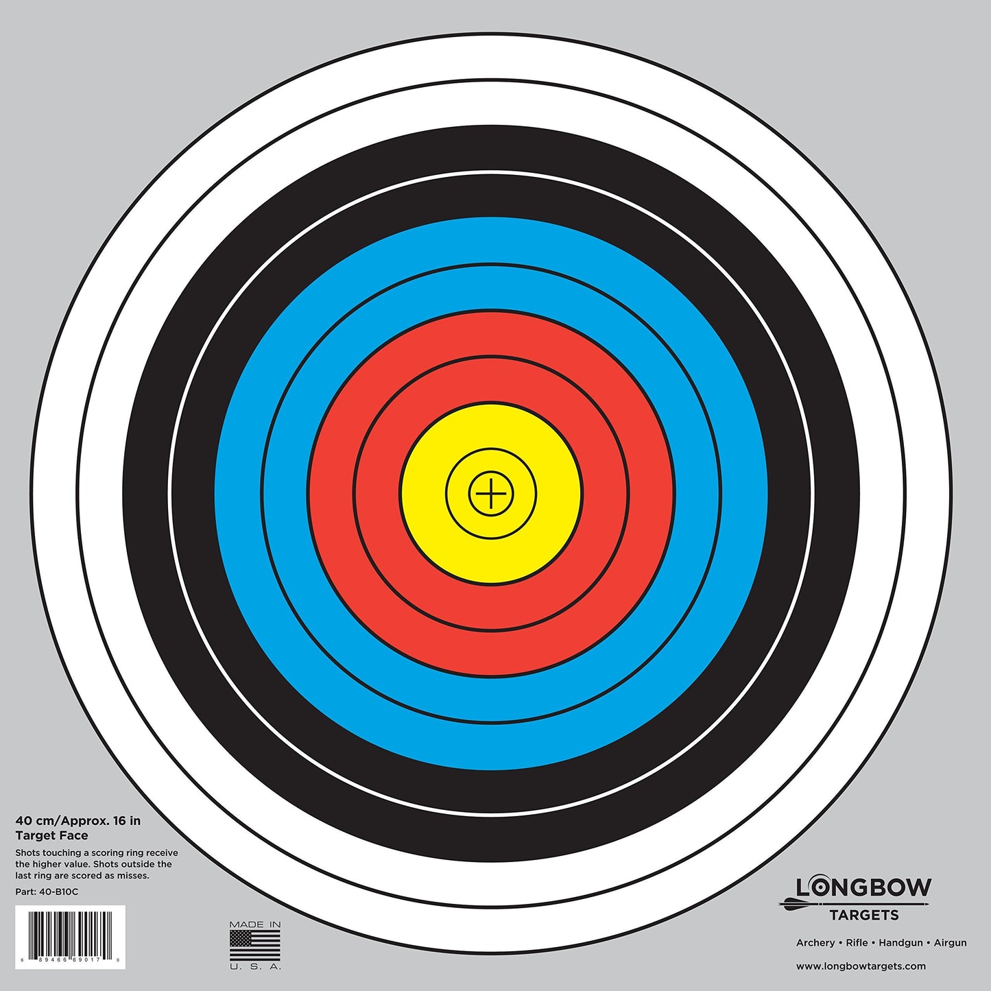 Archery 40cm & 80cm Targets by Longbow (50 Pack, 40cm/Approx 17" (10 Ring))