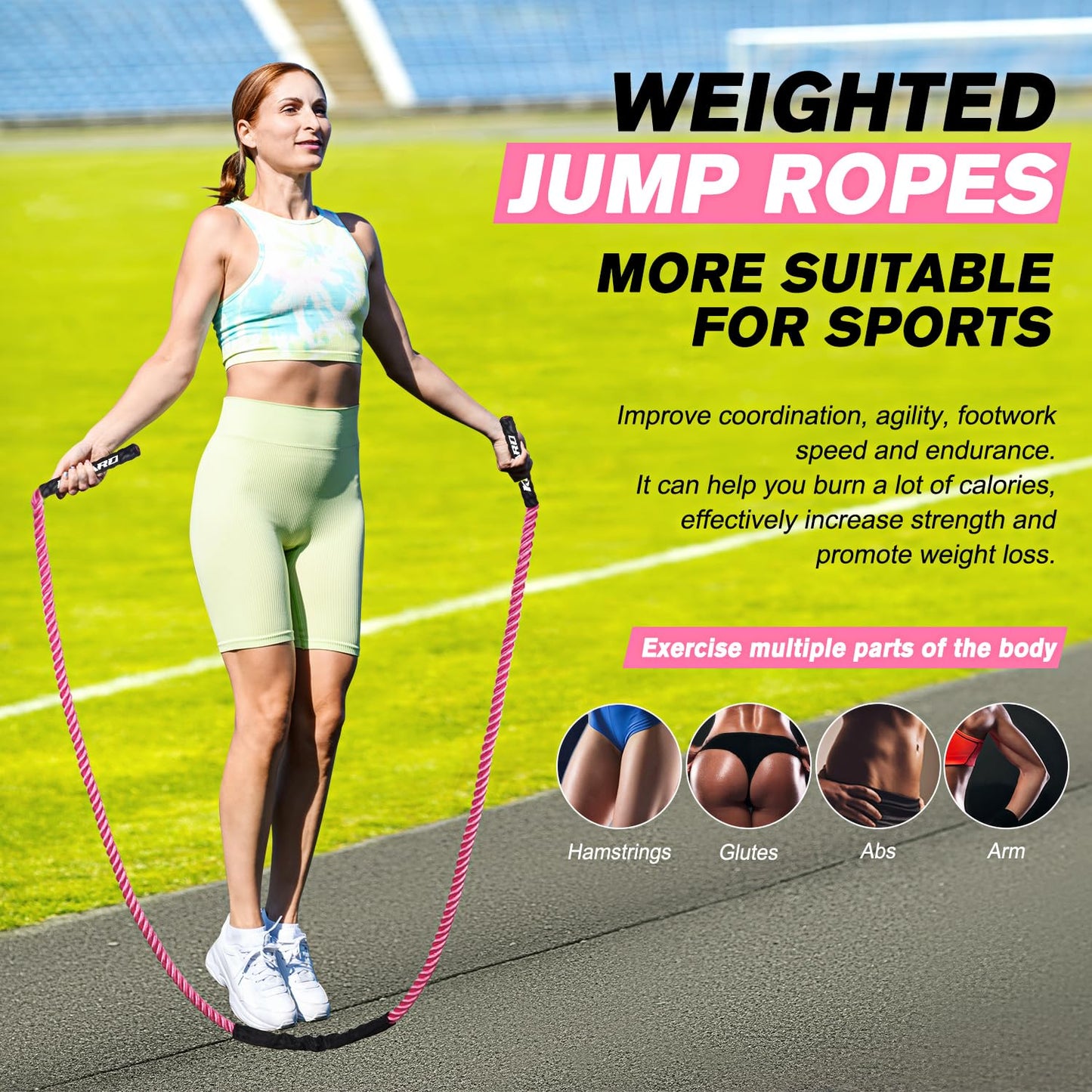 Jump Rope, Weighted Jump Rope for Women, 3.5LB Adult Skipping Rope for Fitness, Home Gym Workout Equipment, Heavy Exercise Jumpropes for Weight Loss, Shape body, Strength Training, Total Body Workout