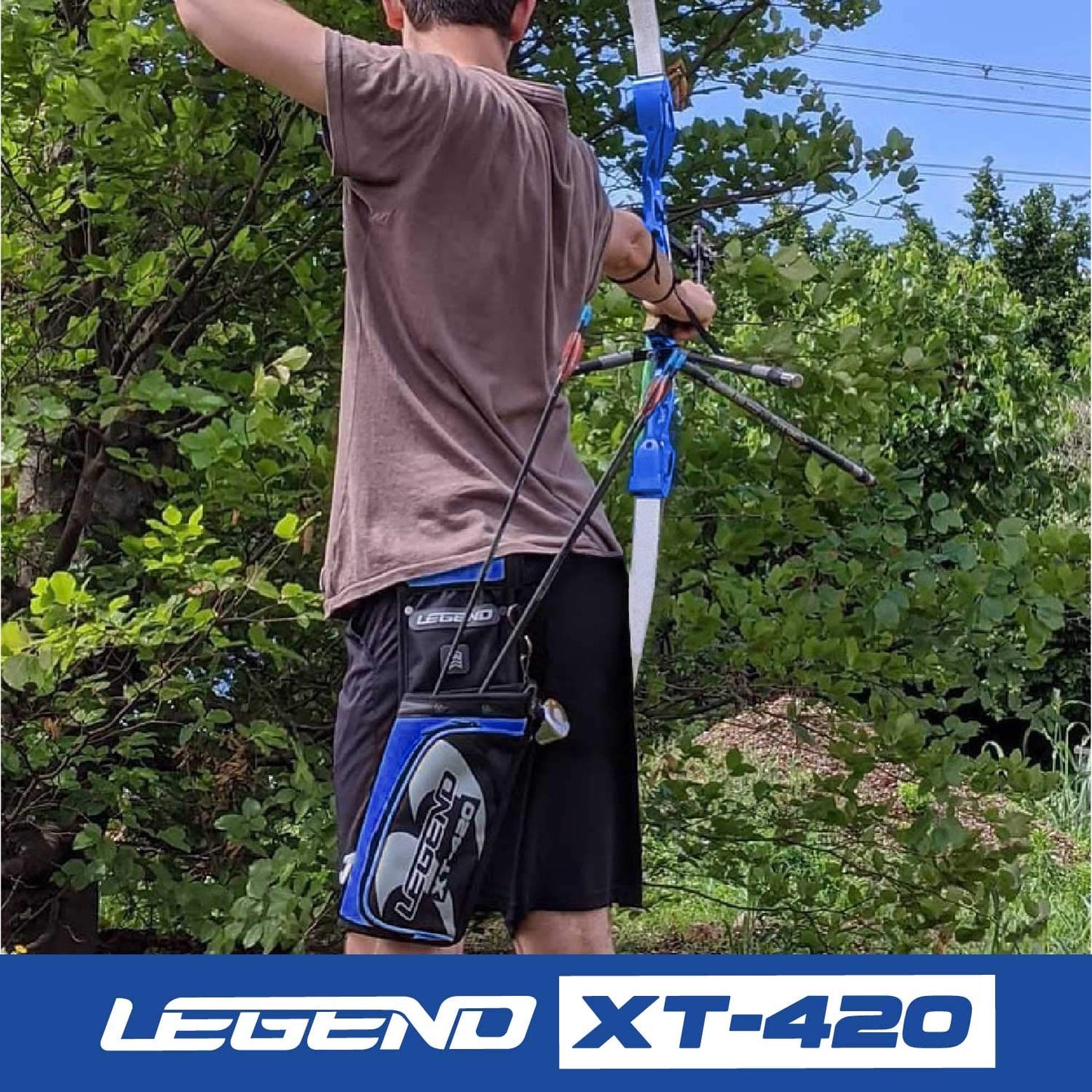 LEGEND XT420 Archery Field Quiver for Arrows - Right Handed Archery Hip Quiver with Belt, 3 Arrow Compartments - Storage Pocket for Archery Accessories - Durable Nylon Material - 5.25"x1.5"x16" Blue