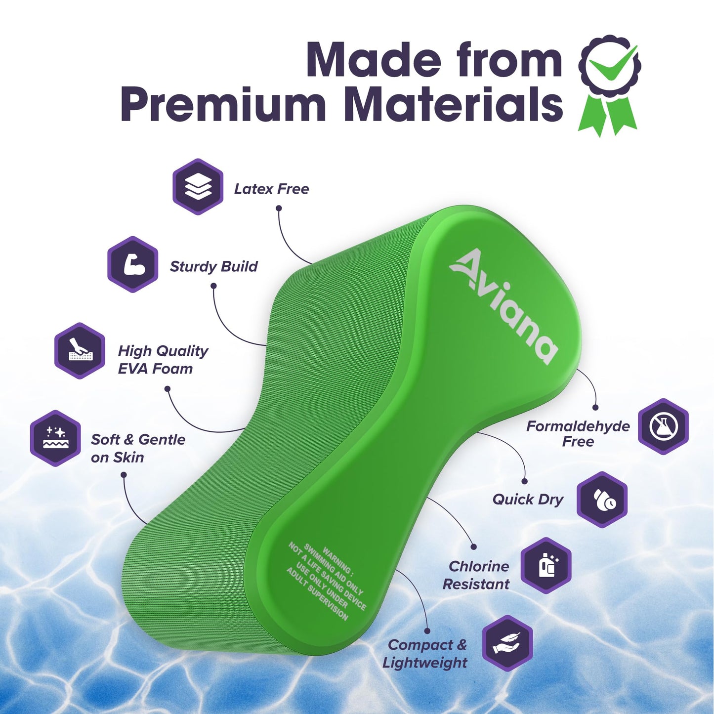 Pull Buoy Swim Training Leg Float for Adults & Youth | Swimming Pool Strokes & Upper-Body Strength EVA & BPA Free (Green)