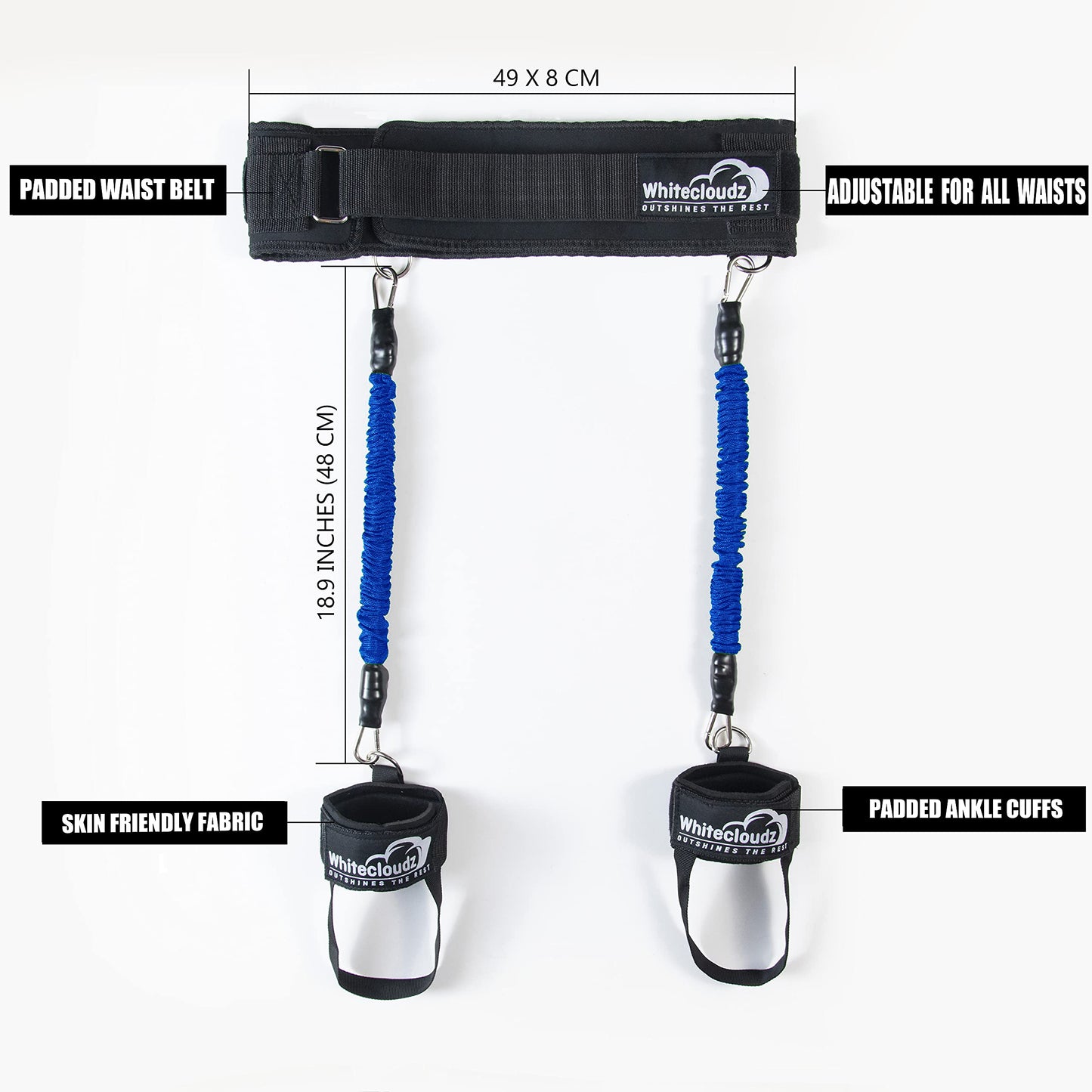 WHITECLOUDZ Vertical Jump Trainer – Professional Leg Strength Resistance Bands for Vertical Jump Training – Premium Jumping Trainer, Volleyball Trainer & Basketball Trainer – (20 Lbs. Each Band)