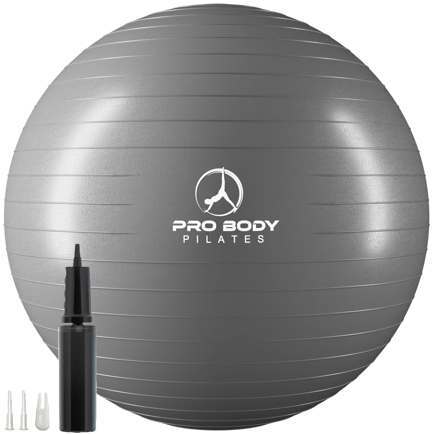 ProBody Pilates Ball Exercise Ball, Yoga Ball Chair, Multiple Sizes Stability Ball Chair, Gym Grade Birthing Ball for Pregnancy, Fitness, Balance, Workout and Physical Therapy (Silver, 65 cm)