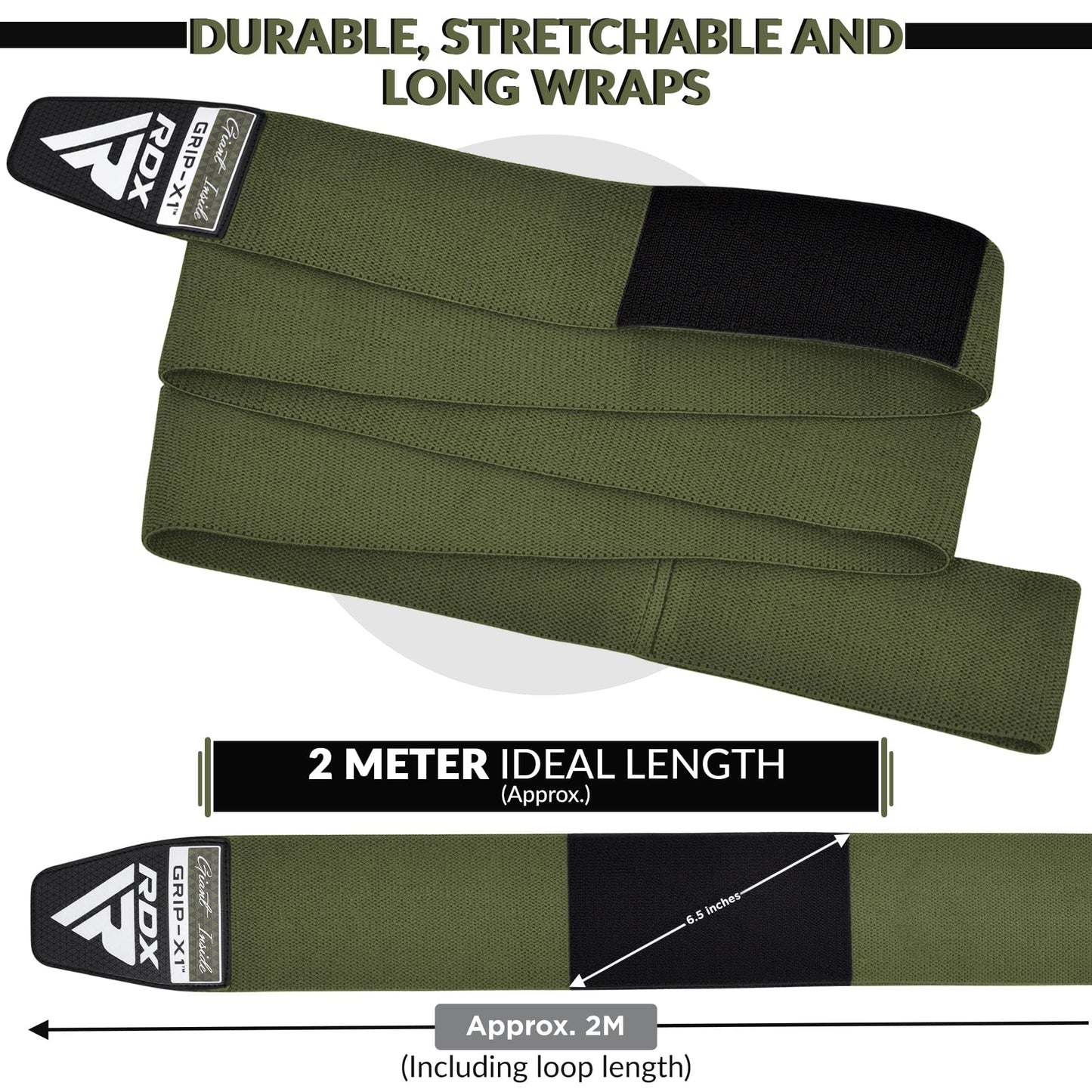 RDX Knee Wraps for Weightlifting, 78” Elasticated Straps Power Lifting Leg Press Support Gym Fitness Squats Workout Men Women