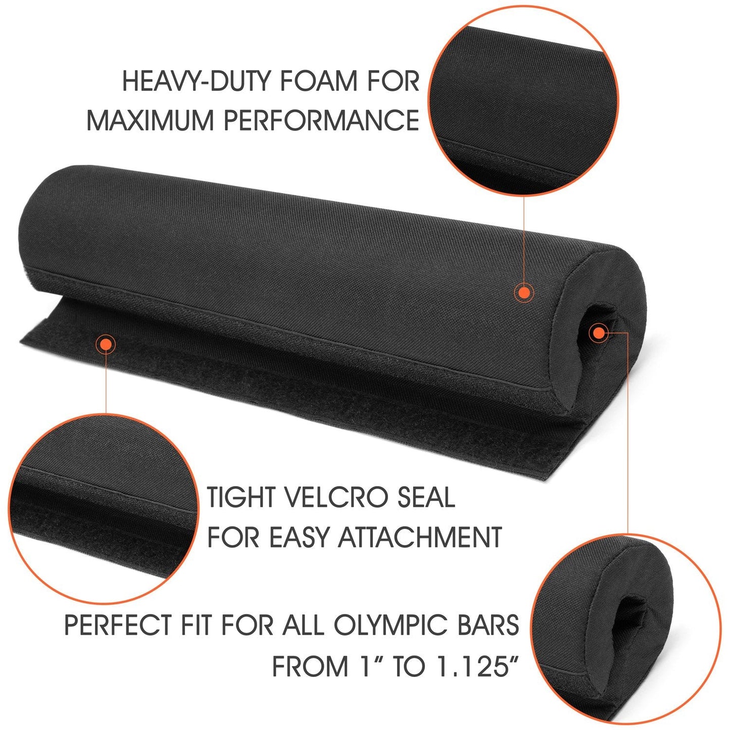 Yes4All Foam Bar Pad – Olympic Barbell Pad – Barbell Squat Pad – Barbell Neck Pad for Squats, Hip Thrusts – Weight Lifting Bar Pad (Black, Set of 2)