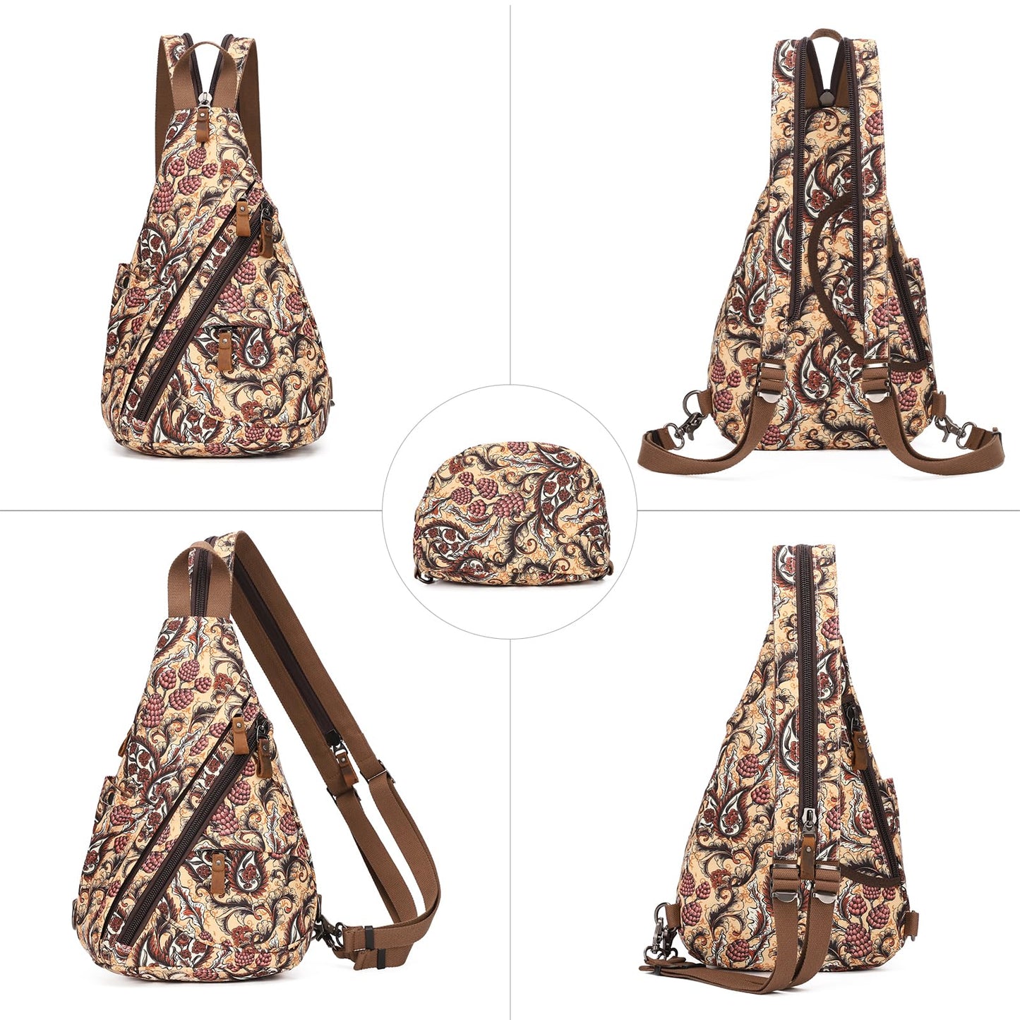 KL928 Canvas Sling Bag - Small Crossbody Backpack Shoulder Casual Daypack Rucksack for Men Women