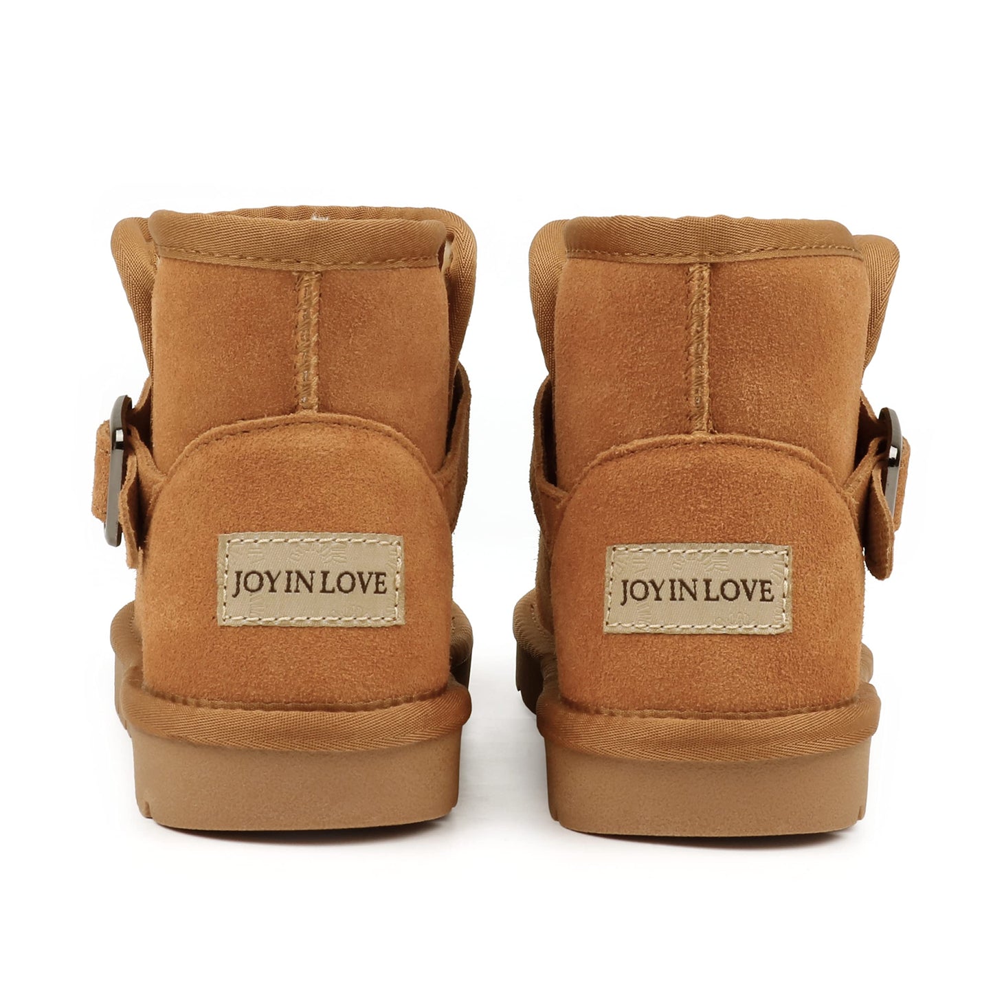 JOY IN LOVE Snow Boots for Women Thick Plush Winter Shoes With Buckle Chestnut 10 US
