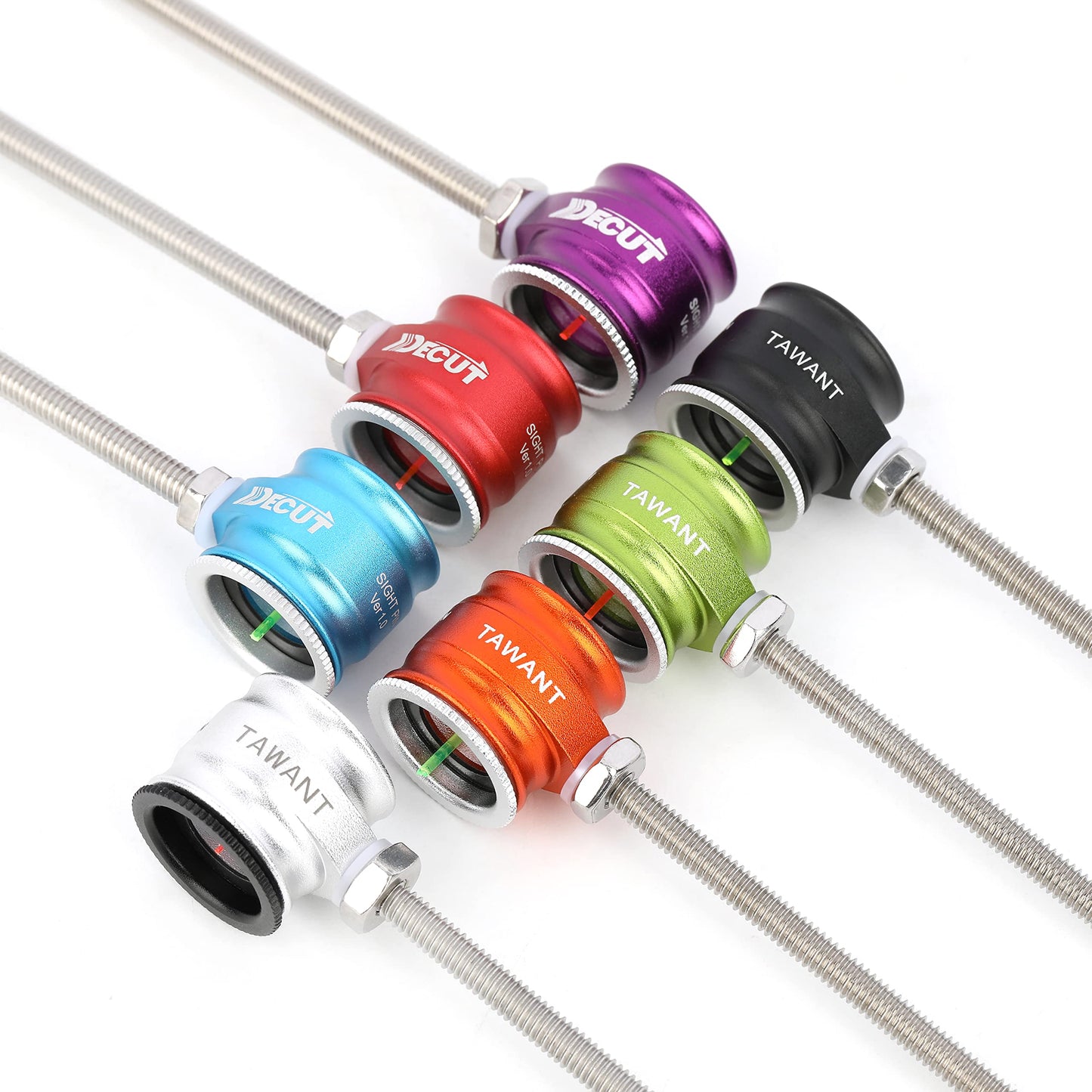 Archery Recurve Bow Sight Scope Sight Pin with 0.5/0.75/1.0 Optical Fiber Arrow Aluminum Sight for Hunting Bow Accessory (Green, 0.5)