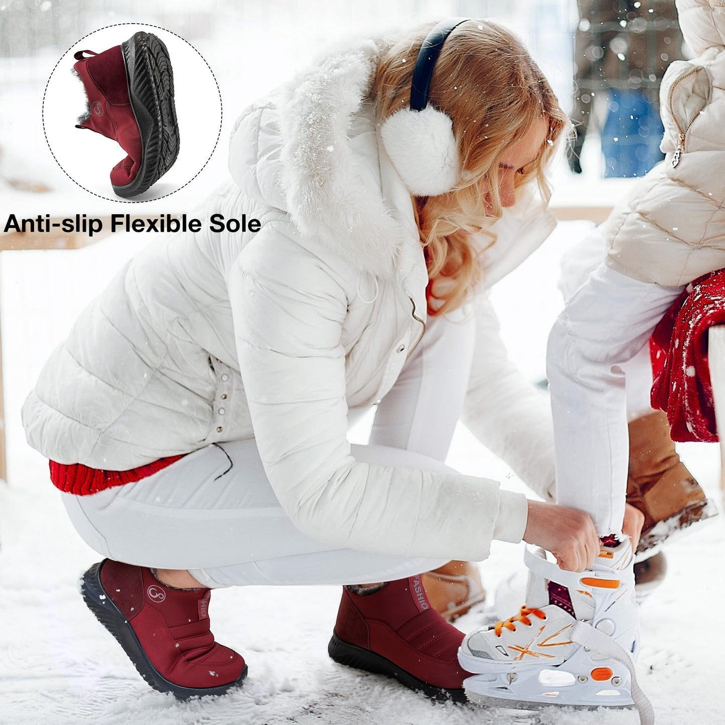 Alicegana Womens Snow Boots Winter Shoes Warm Fur Lined Ankle Booties Slip On Waterproof Boots Non Slip Women Boot