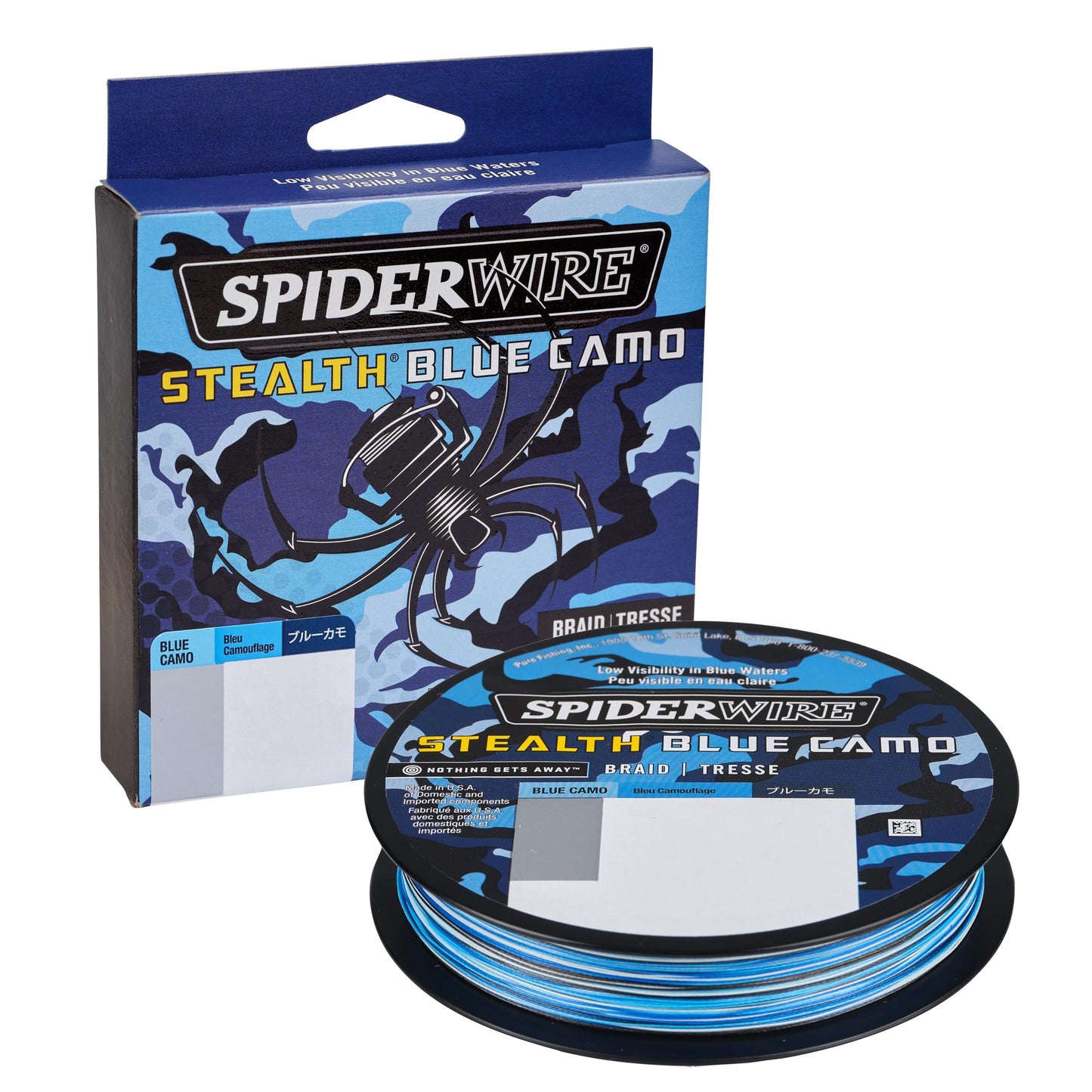 SpiderWire Stealth® Superline, Blue Camo, 100lb | 45.3kg, 200yd | 182m Braided Fishing Line, Suitable for Saltwater and Freshwater Environments