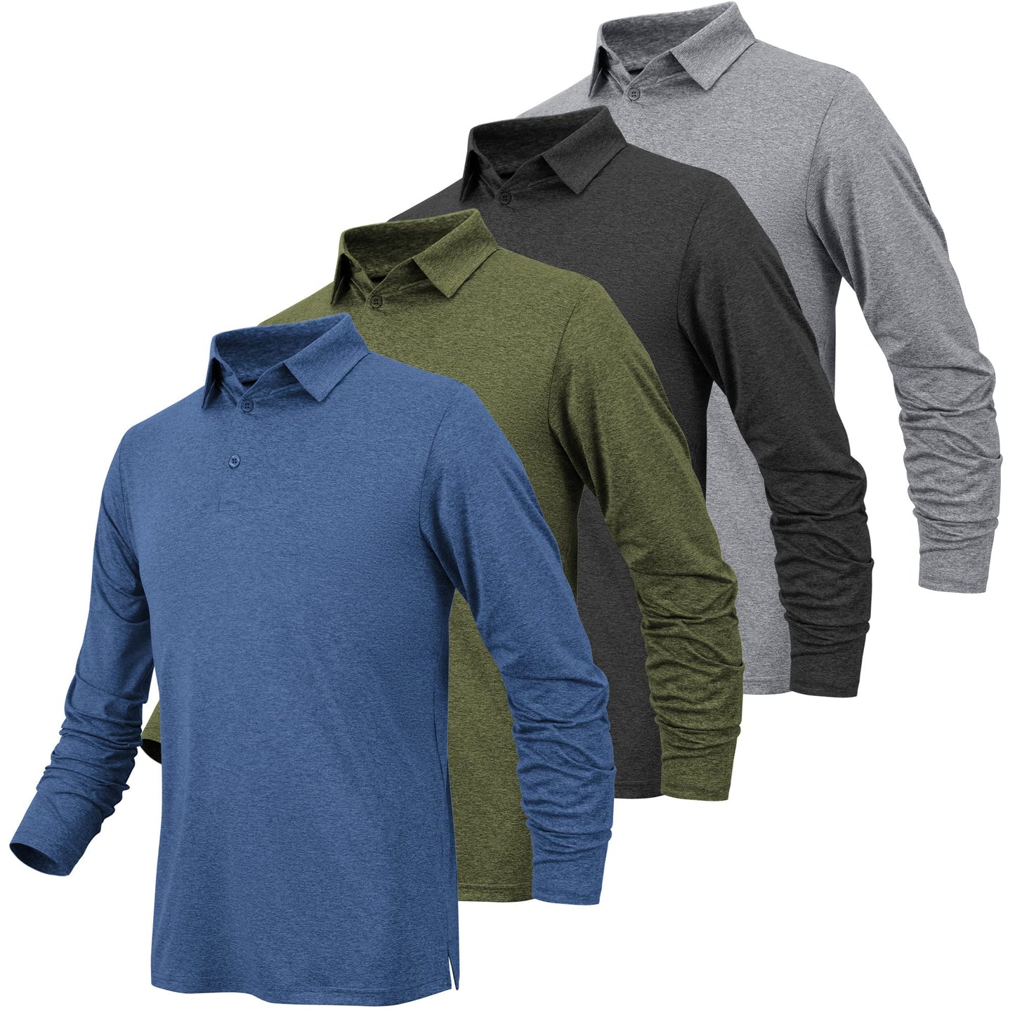 BALENNZ Long Sleeve Polo Shirts for Men Moisture Wicking Mens Long Sleeve Polo Shirts Quick Dry Golf Polos for Men Athletic Long Sleeve Golf Shirt Men 4CXL