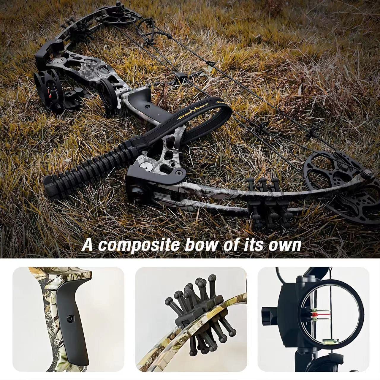 PANDARUS Compound Bow Set 15-45lbs for Pull Beginner and Teens Right Handed Adjustable 18"-29" Draw Length, 320 FPS Speed, Hunting Bow Archery Set New 2024(Black Right Handed)