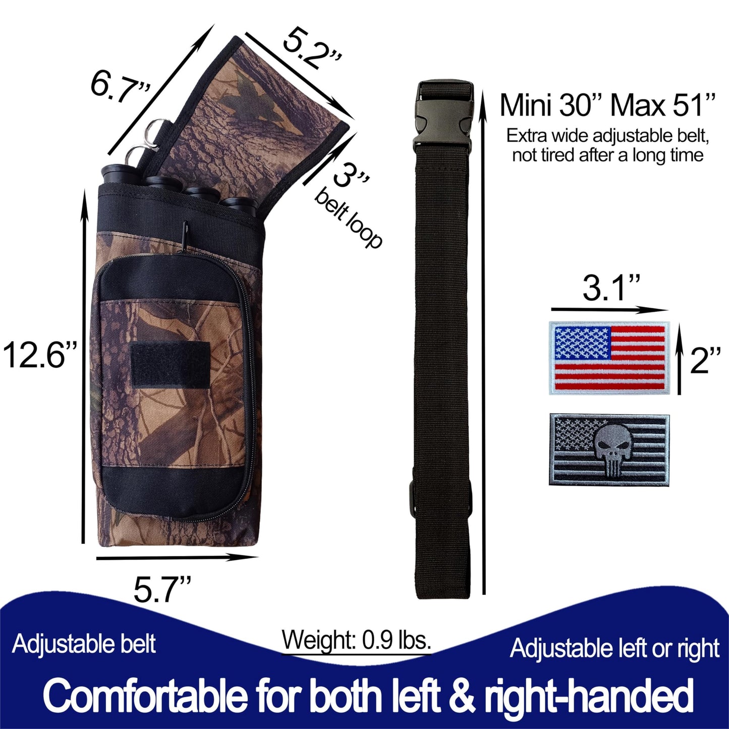 CCFREELIFE Hip Quivers for Archery, 4 Arrow Tubes Quiver Arrow Holder,Nylon Archery Quiver Hip for Left Or Right-Handed Archers, Great for Youth & Adults, Idea for Archery Shooter