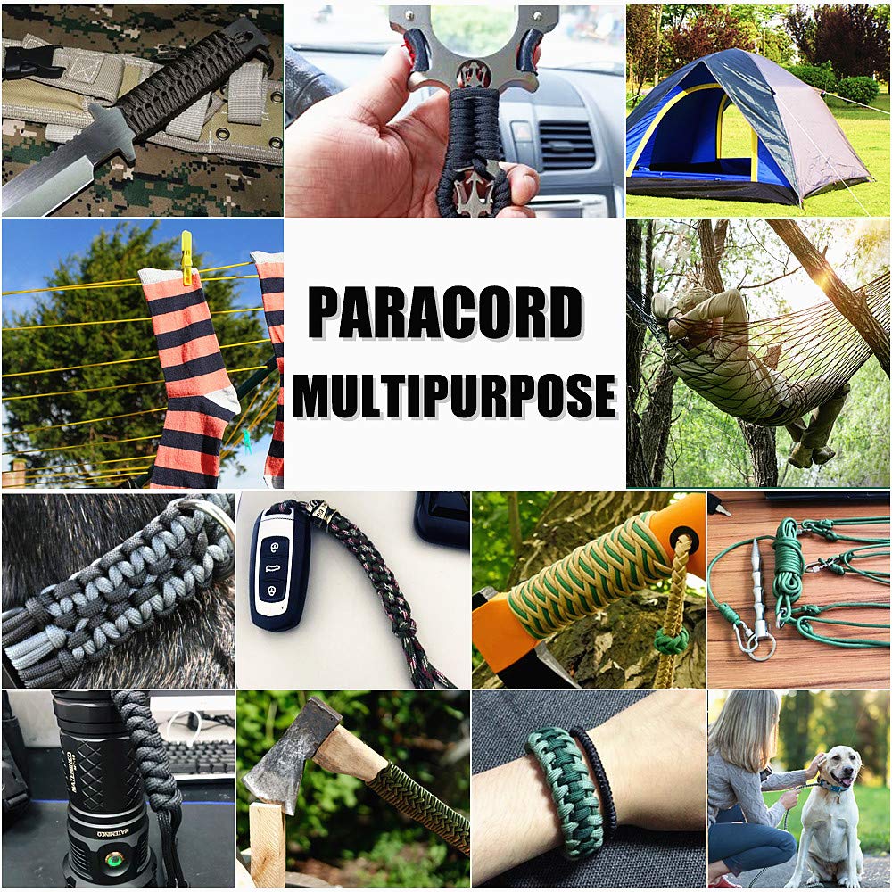 650lb Paracord/Parachute Cord - 9 Strand Paracord Rope - 100', 200' Spools of Parachute Cord, Type III Paracord for Camping, Hiking and Survival (Neon (Safety) Orange, 100 Feet)