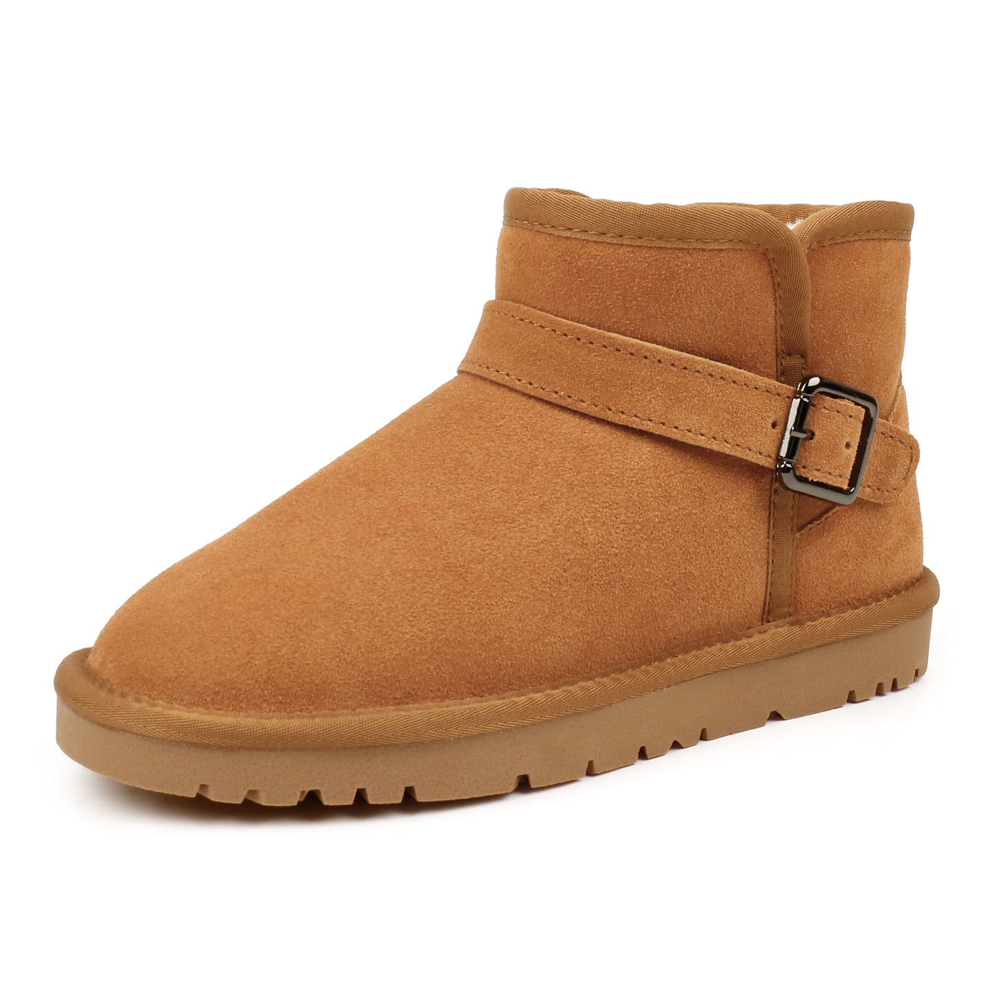 JOY IN LOVE Snow Boots for Women Thick Plush Winter Shoes With Buckle Chestnut 10 US
