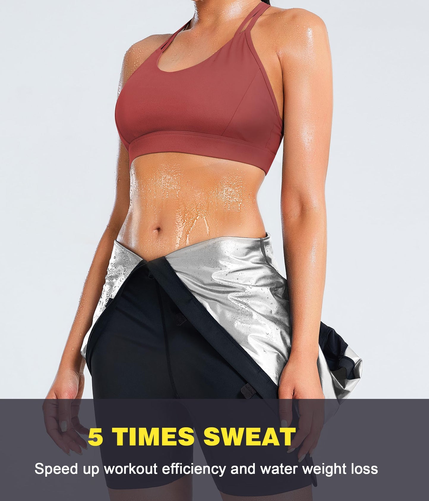 Junlan Sauna Suit for Women Full Body Sweat Suit(Silver,Small)