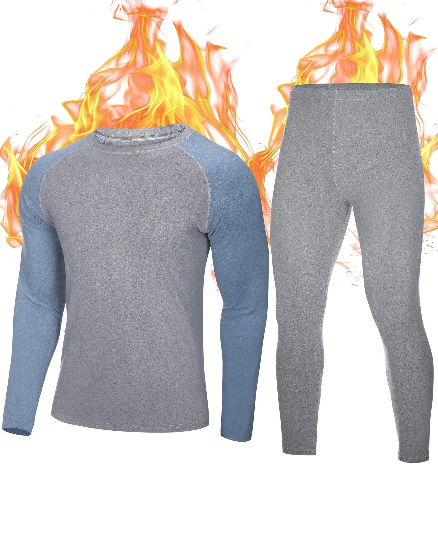 Roadbox Mens Thermals Top and Bottom Set - Fleece Lined Long Johns, Ski Thermal Long Underwear Base Layer for Snow Winter Hunting
