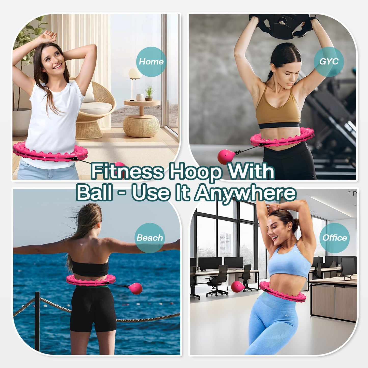 ZIBTREK Weighted Infinity Fitness Hoop for Adult Weight Loss, 2 in 1 Smart Fitness Workout Hula Circle Hoops with 27 Detachable Knots, Exercise Fit Hoop Suitable for Women and Beginners