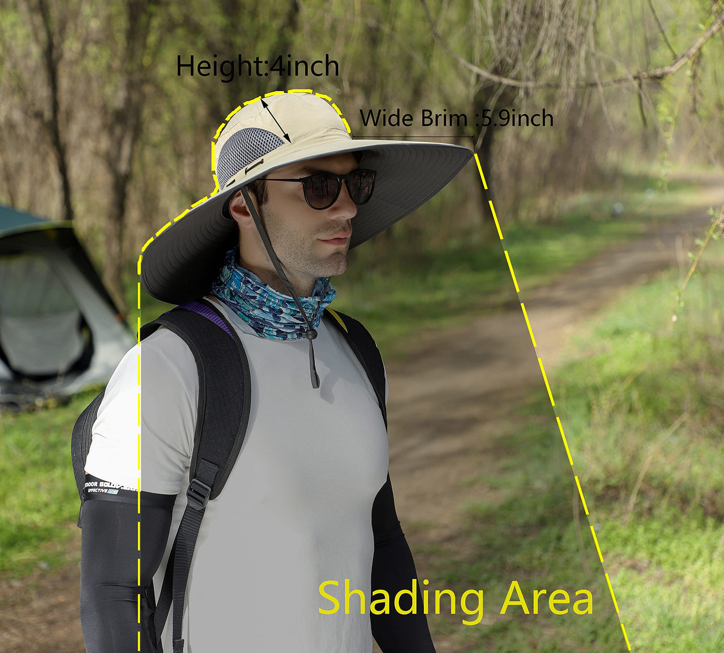 Leotruny Men Wide Brim Sun Hats UPF50+ Waterproof Breathable Bucket Hat for Fishing, Hiking, Camping (C04-light Grey)