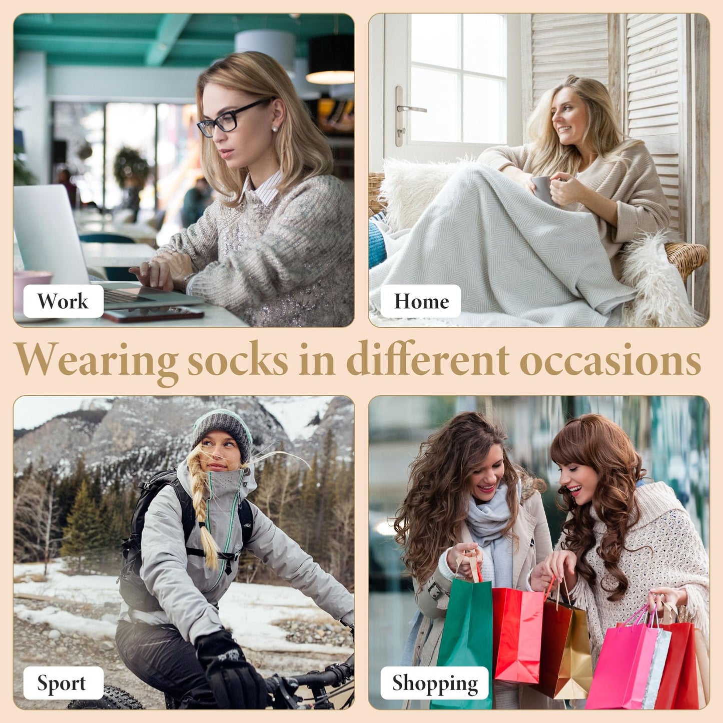 Justay 5 Pairs Womens Knee High Socks Winter Warm Tall Boot Socks Soft Thermal Knit Long Socks for Women Gifts