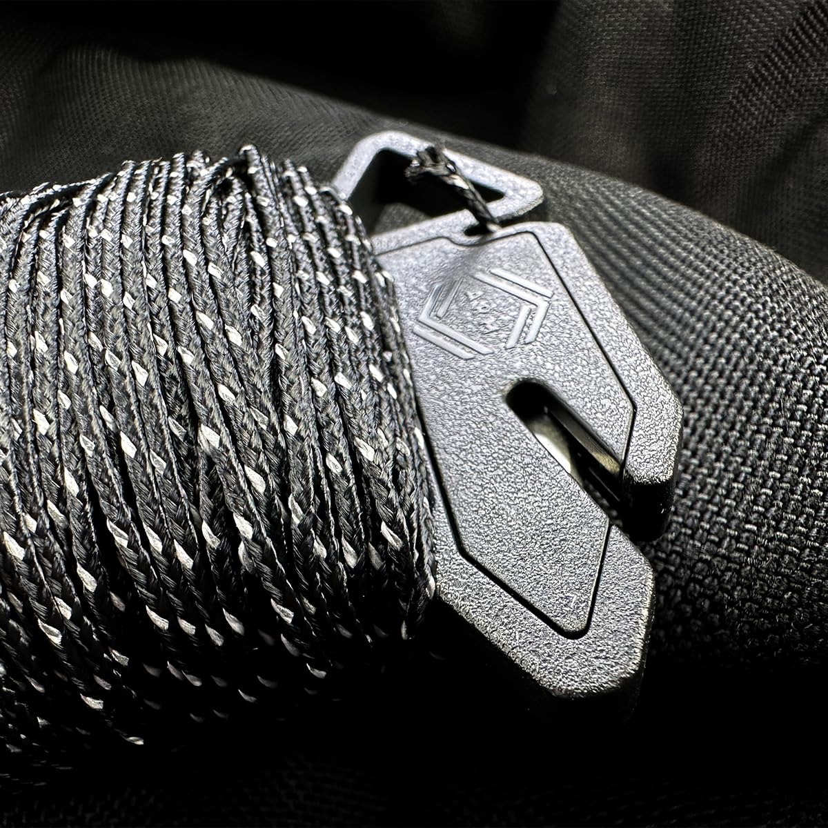 Atwood Rope Ready Rope™ Micro Cord Dispenser 125ft 100lb Test, Camping Gear Survival Tool, Built in Storage, Cutting Blade, Cord Grip, Gear Loop, Made in USA (Reflective Black)