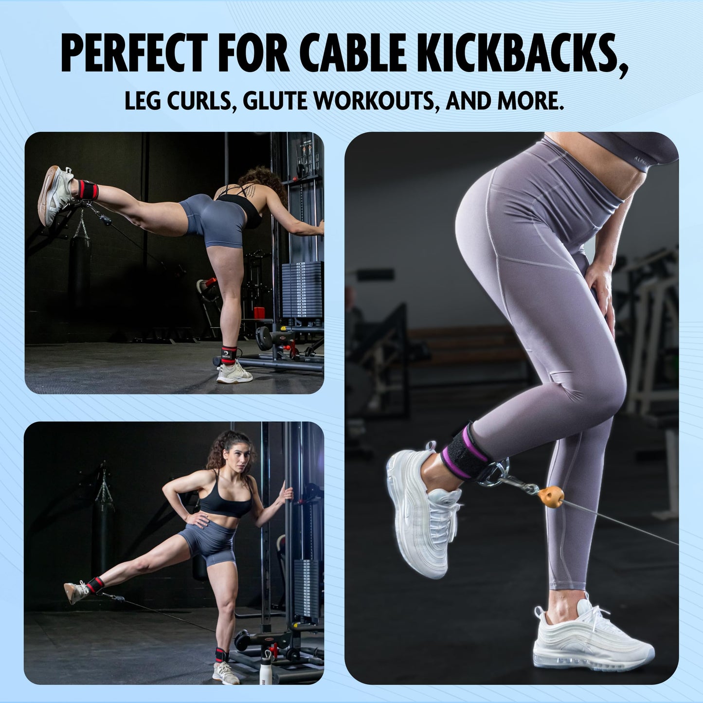 DMoose gym ankle strap for cable machine - One Size Fit with Premium Padding, ankle wraps for cable machine, leg cuffs for gym cable, Booty Workouts, Leg Extension, Hip Abductors