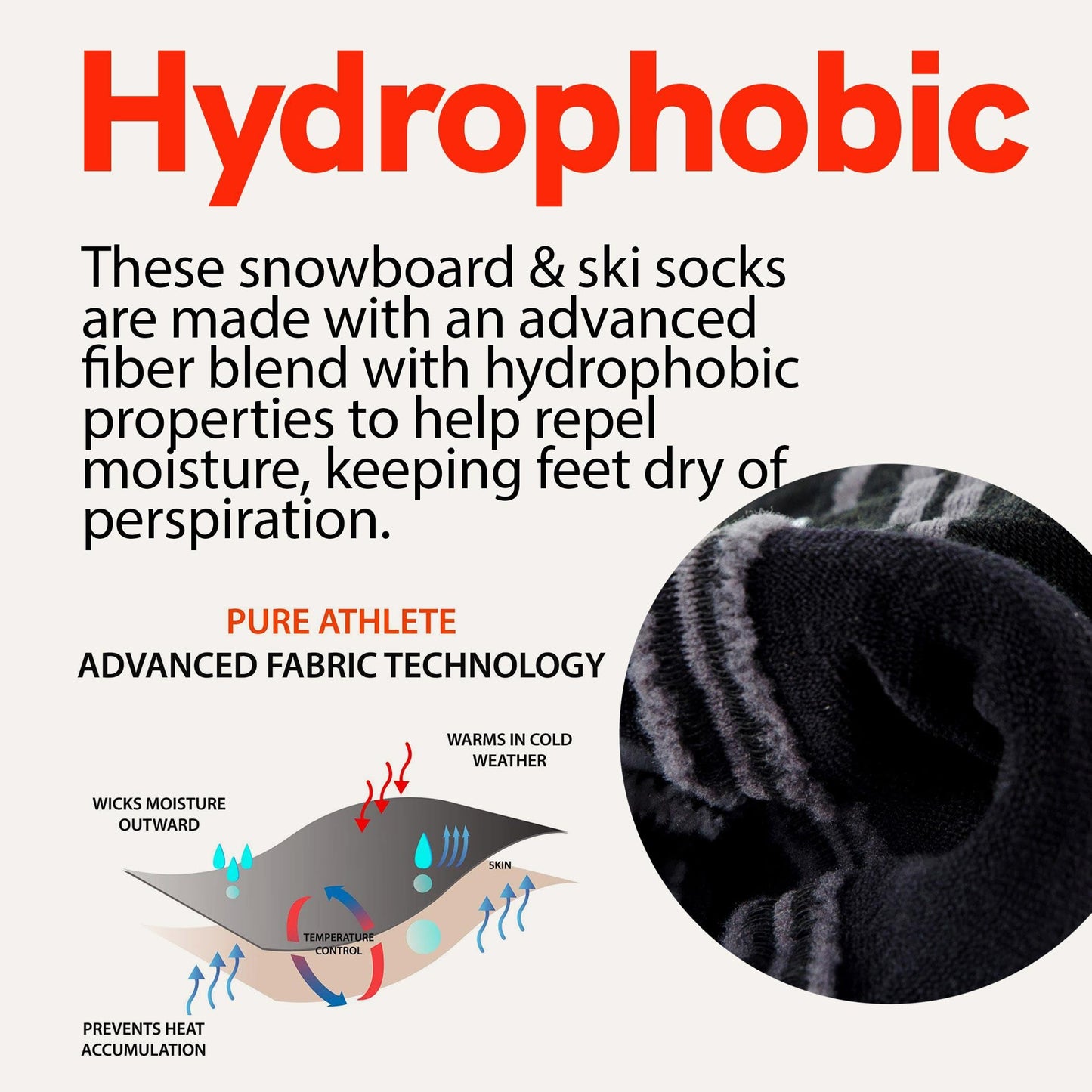 Pure Athlete Ultra Light Ski Socks – Thin Premium Merino Wool Skiing for Men, Women – Snowboard (Large, 3 Pairs - Black)
