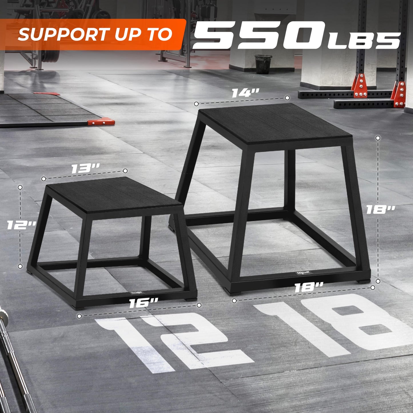Yes4All Metal Plyo Box, Steel Plyo Box - Sturdy, Anti-Slip, and Ideal for Home Gym Workouts - Choose from 12 or 18 Inches (12 inches)