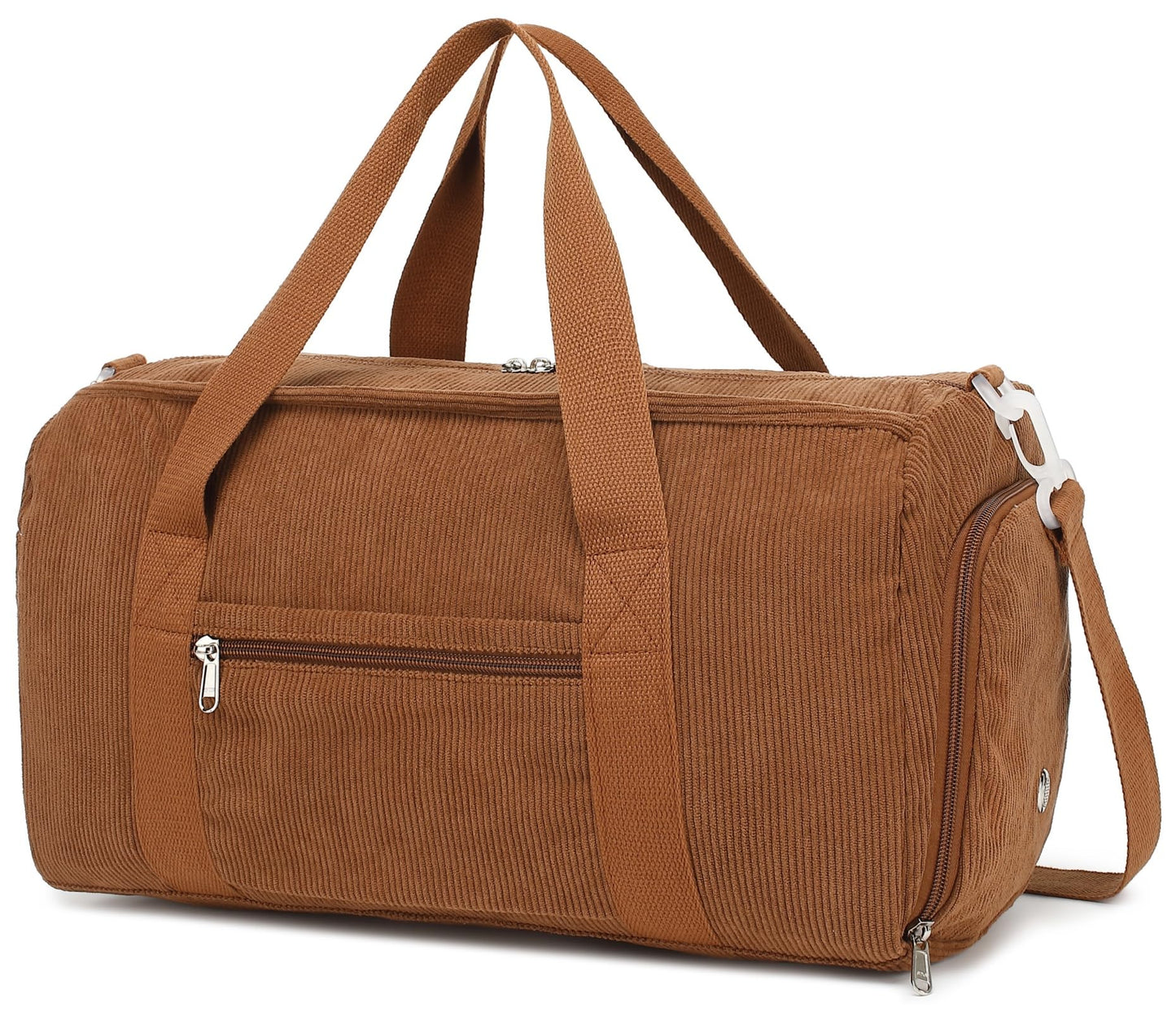 Duffle Bag for Gym Sports Women Girls Workout Travel Bag Weekender with Shoe Compartment and Wet Pocket (Corduroy-tan)