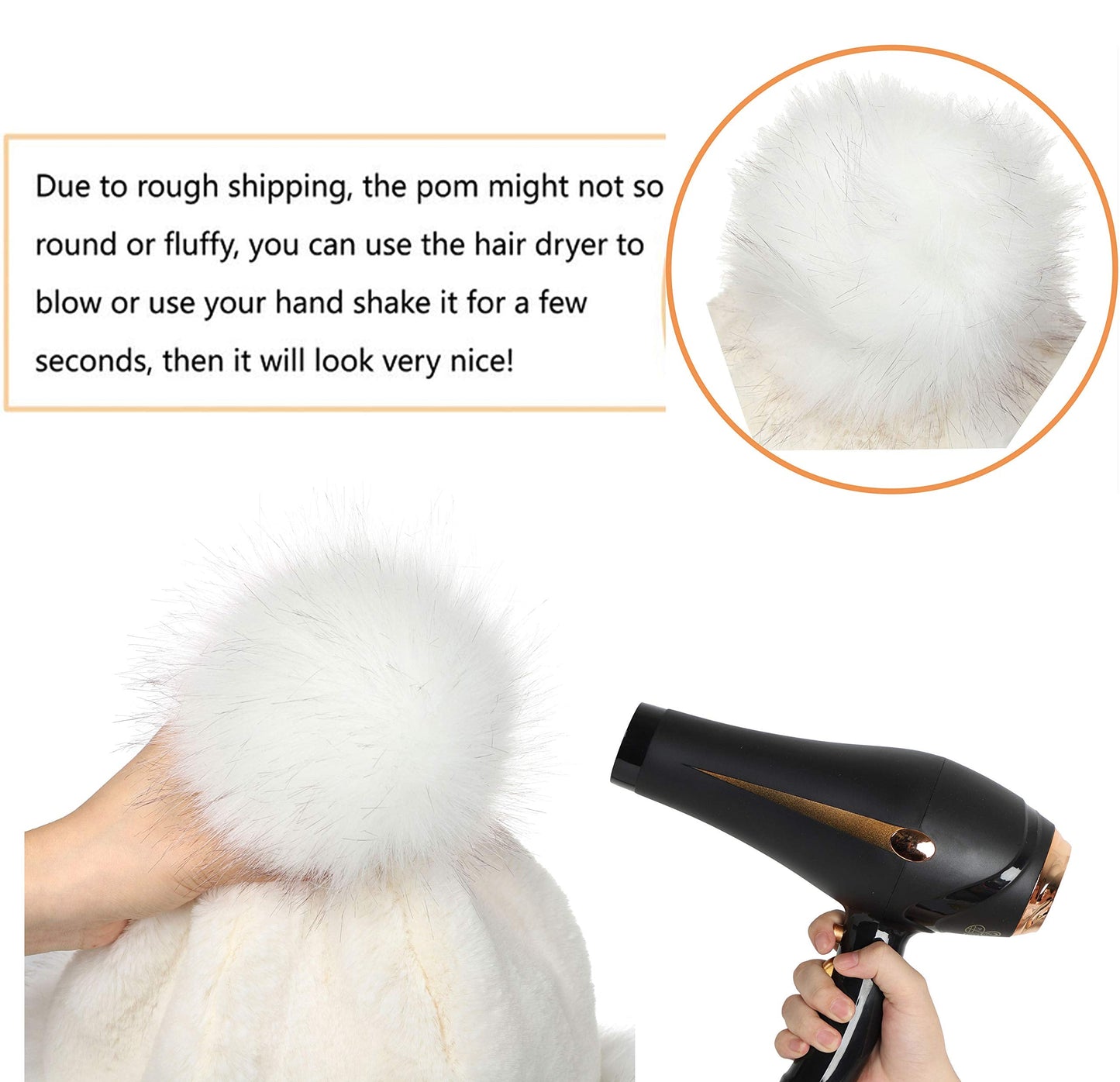LA CARRIE Women's Faux Fur Hat Russian Cossack Pompom Cap for Winter Ski Snow(Black)