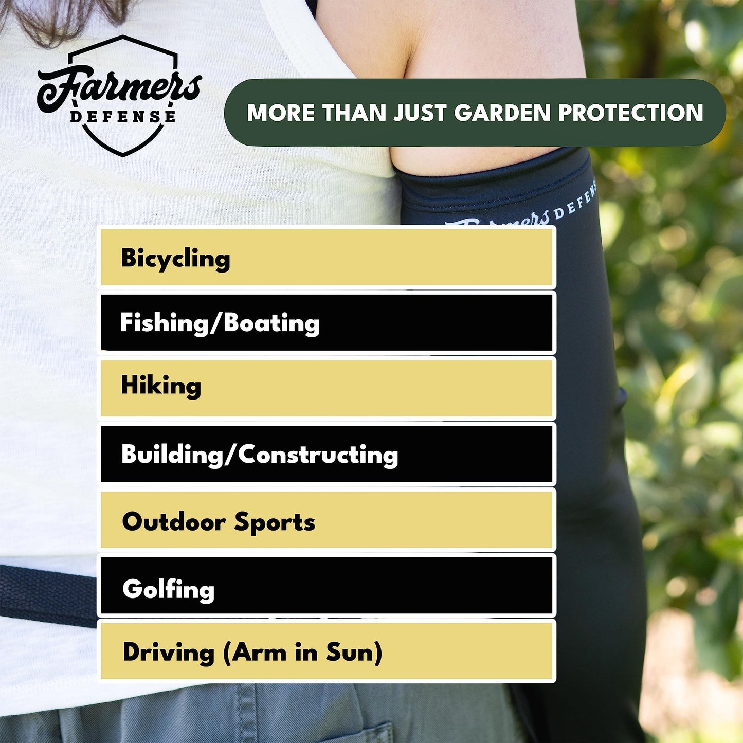 FARMER'S DEFENSE Sleeves | UV Cooling Sleeves for Sun Protection | Premium Anti-Scratch Arm Guard Sleeve for Skin - for Gardening Harvesting Sports Outdoors | Unisex | Black XS