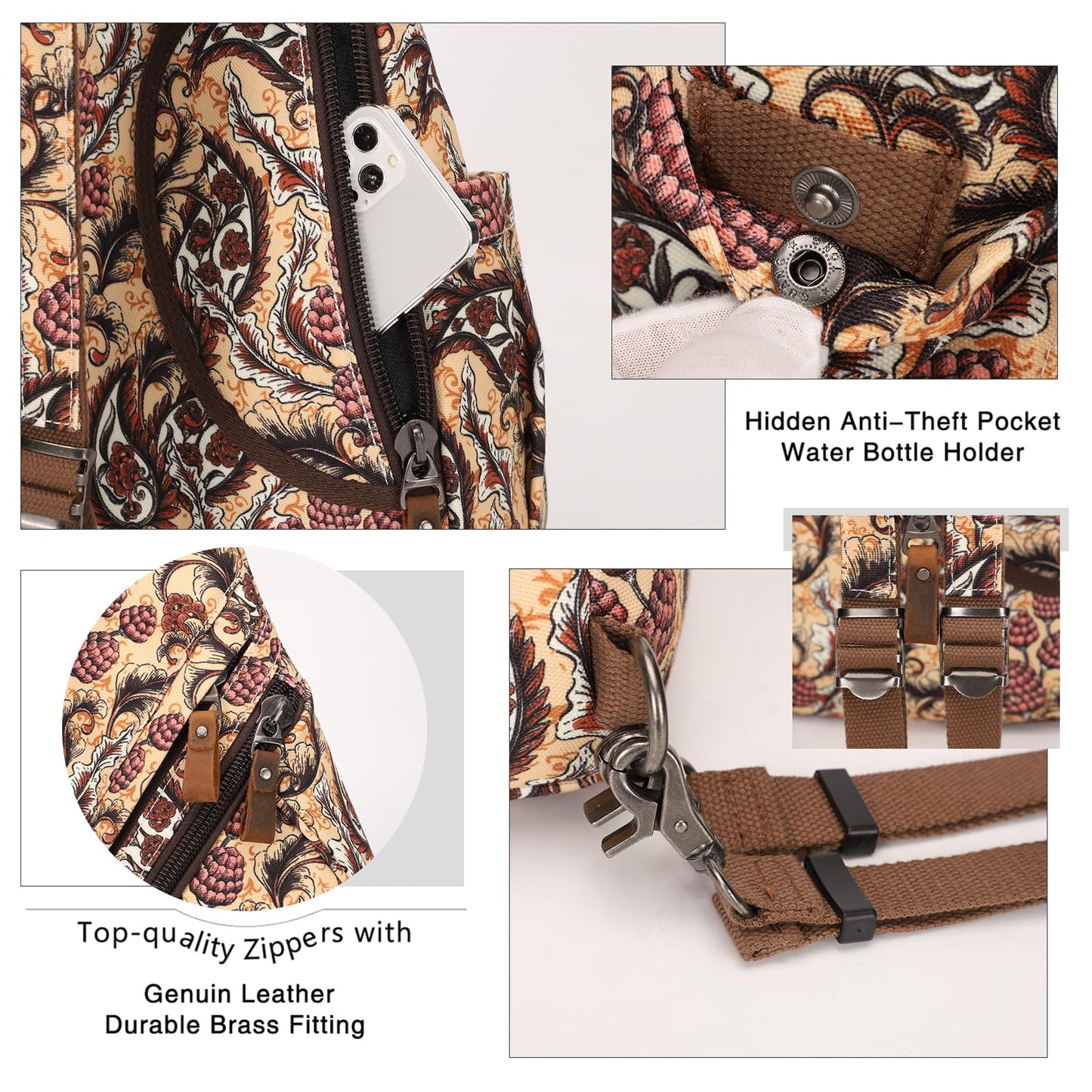 KL928 Canvas Sling Bag - Small Crossbody Backpack Shoulder Casual Daypack Rucksack for Men Women