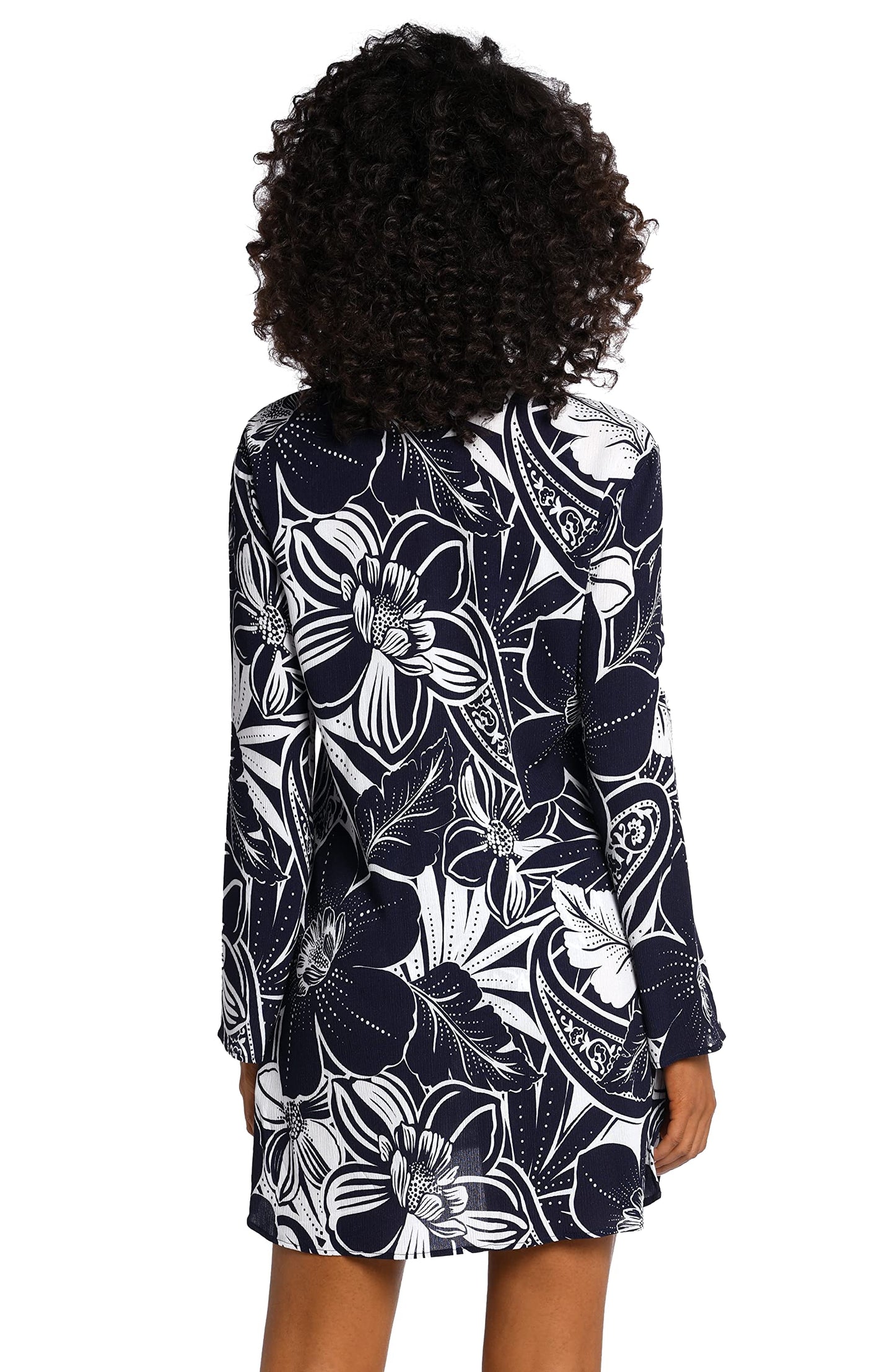 La Blanca Women's Lace Up Tunic Swimsuit Cover Up, Indigo//at The Playa, XL