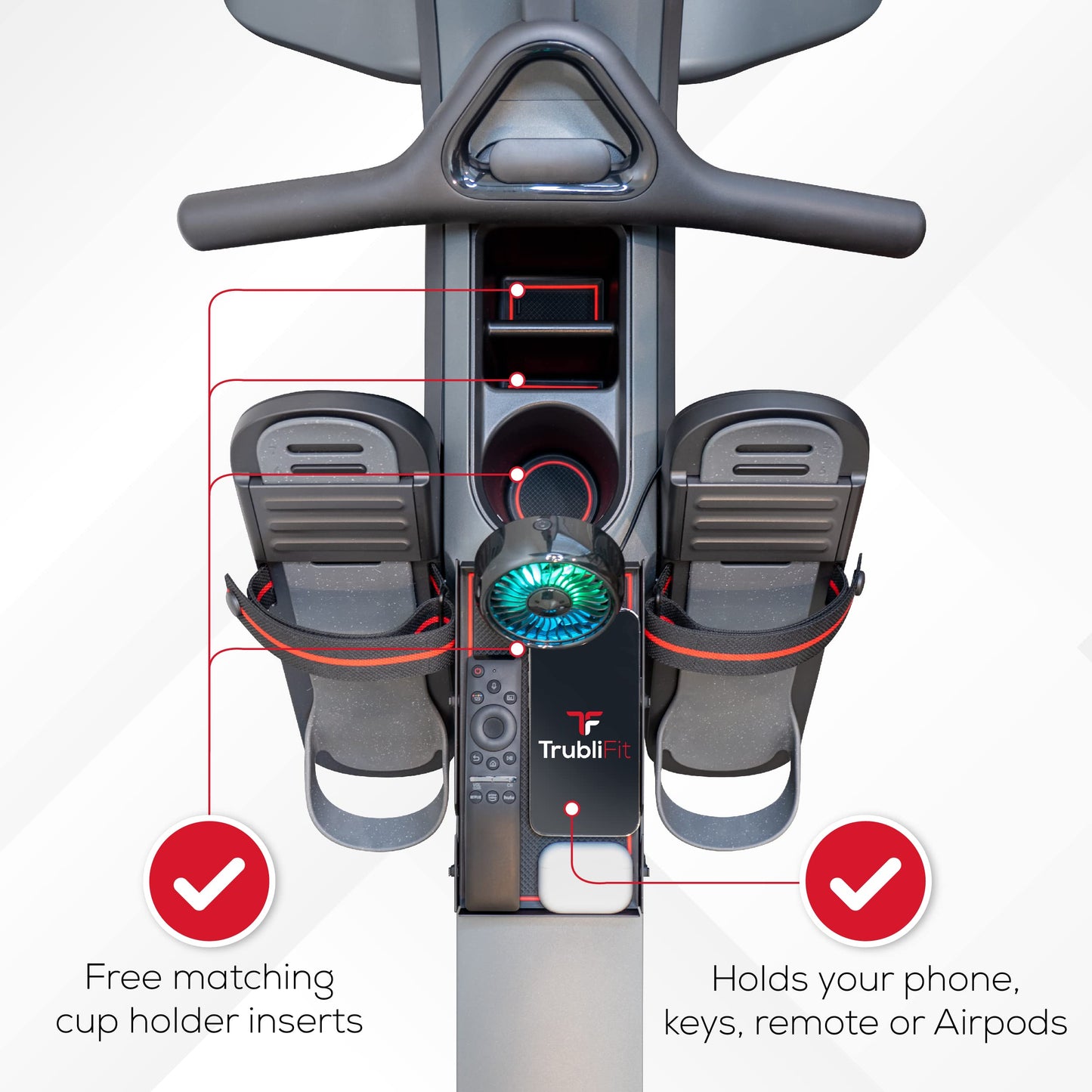 Fan for Peloton Row - Row Phone Tray - Accessories for Peloton Row - Free Cup Holder Inserts - No Batteries or Charging Required (Peloton Row)