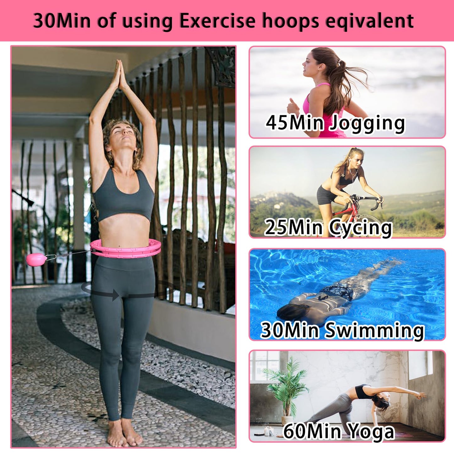 Infinity Weighted Exercise Hoop Plus Size for Adults Weight Loss,16/30/31/32 knots Smart Fitness circle for Women/Men Fitness Aids,Fitness and Massage 2 in 1,with Weight Adjustable Spinning Ball