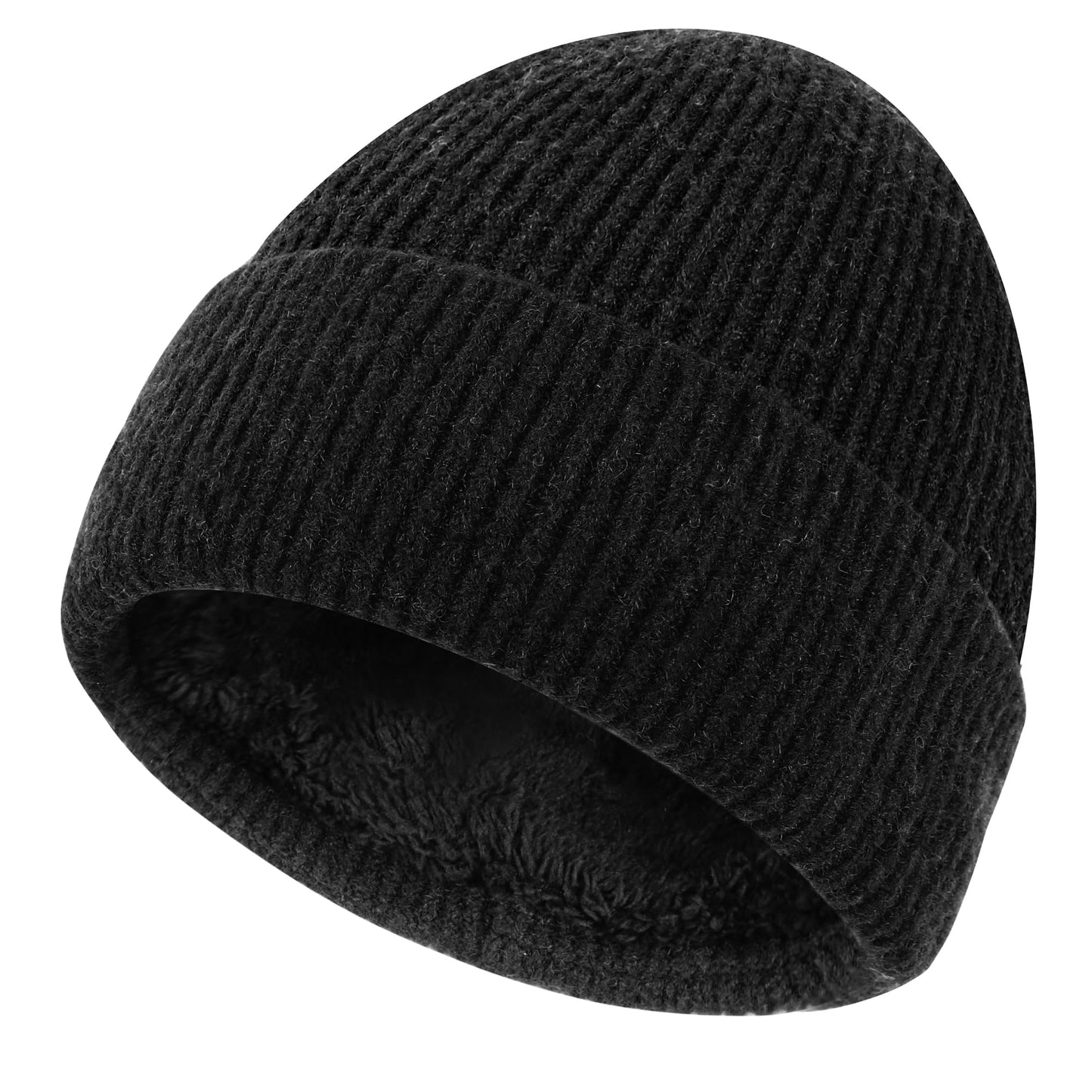 Donfri Wool Winter Beanie Hats Men Women Black Beanie Fleece Lined Super Soft Warm for Winter Skull Knit Beanie Gift