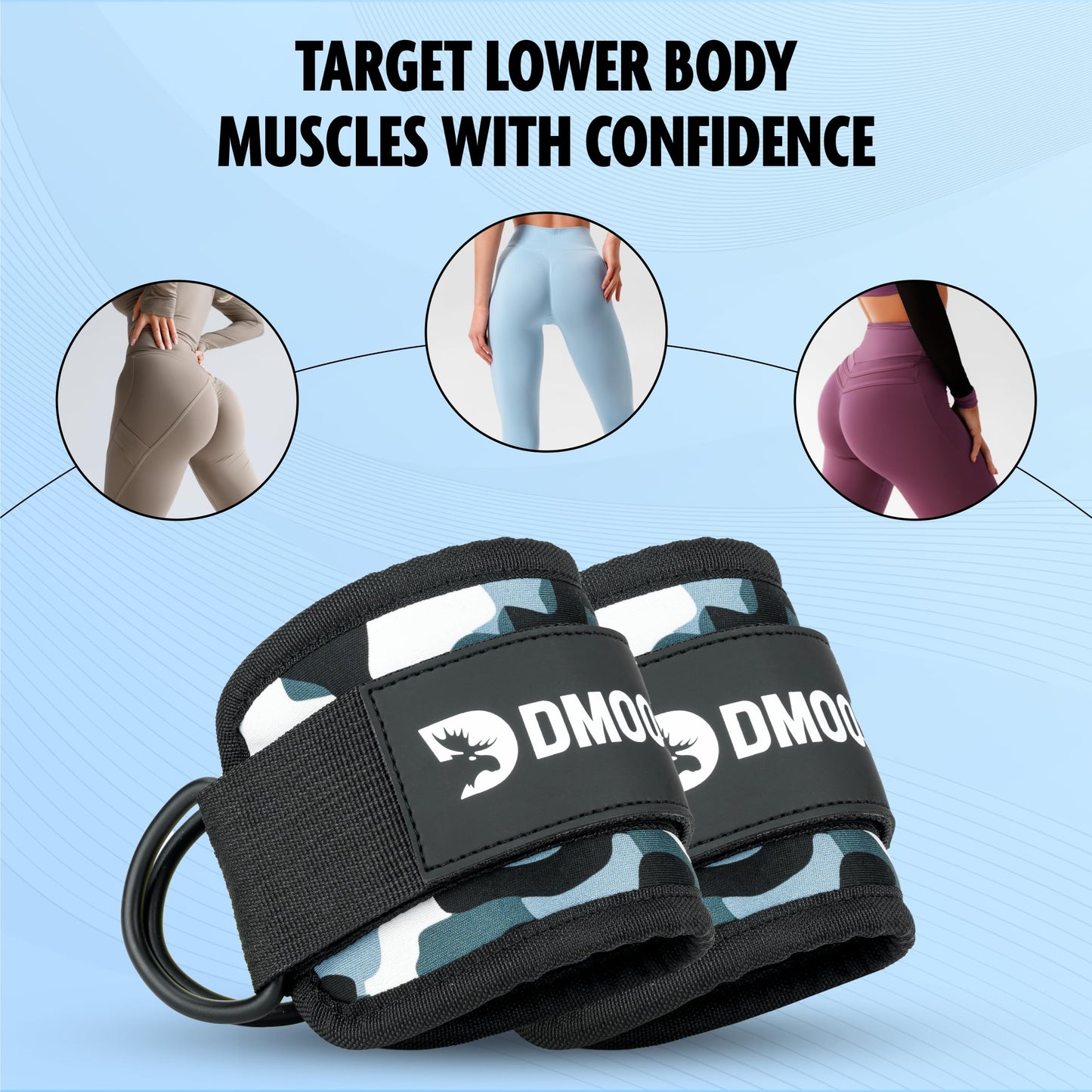 DMoose gym ankle strap for cable machine - One Size Fit with Premium Padding, ankle wraps for cable machine, leg cuffs for gym cable, Booty Workouts, Leg Extension, Hip Abductors