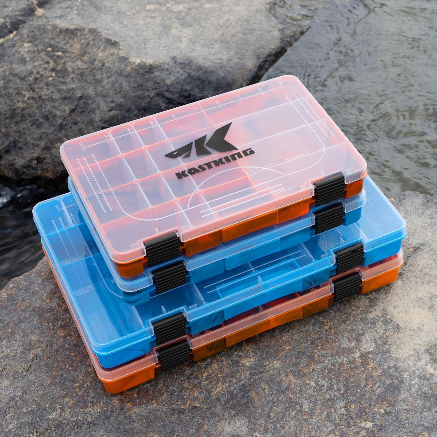 KastKing Bait Vault Camouflage Tackle Box, Plastic Tackle Trays, Fishing Tackle Box Storage Organizer with Removable Dividers, 2 Packs Lure Boxes Terminal Tackle Storage, Right Angle