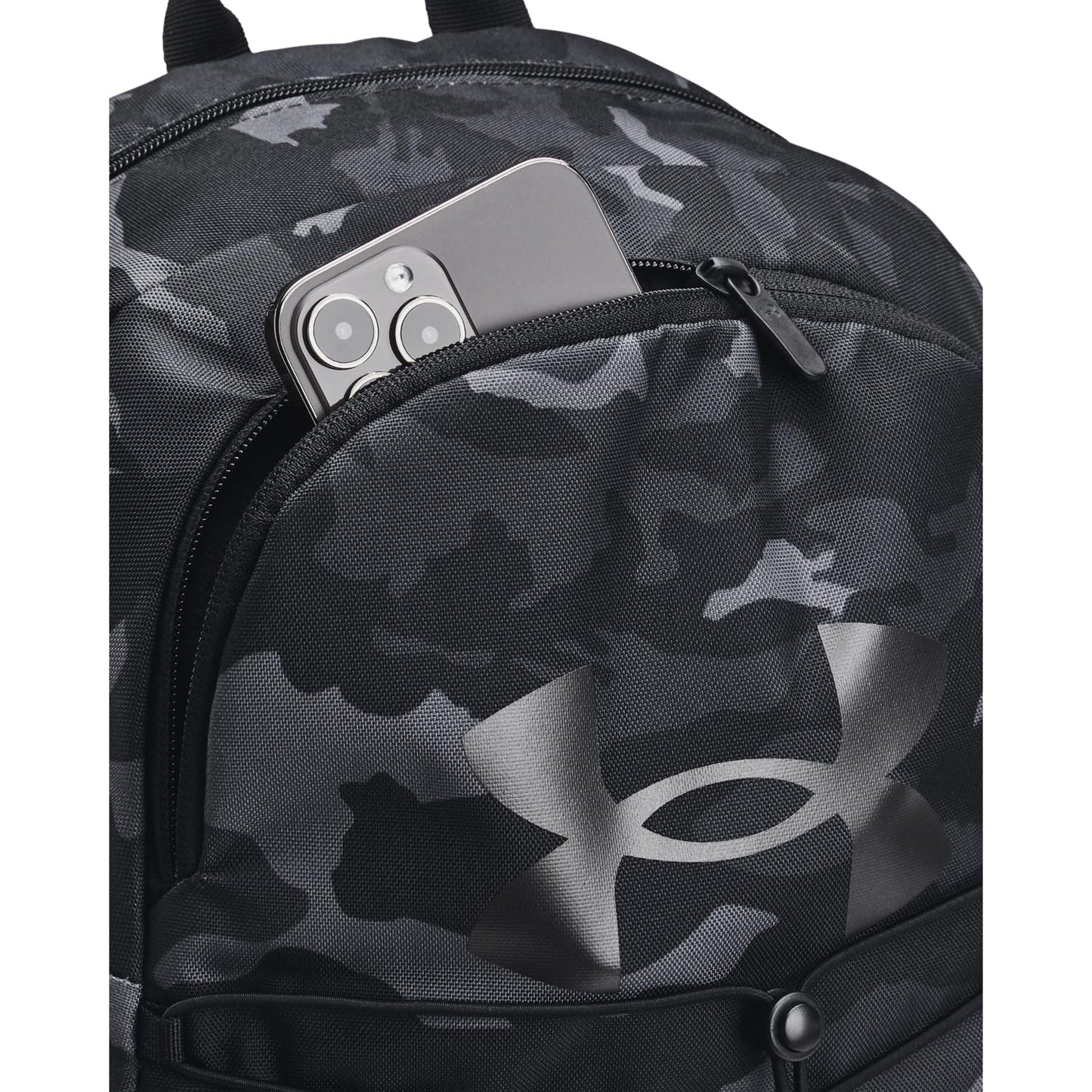 Under Armour Unisex-Adult Hustle Sport Backpack, (023) Black/Black/Metallic Black, One Size Fits All