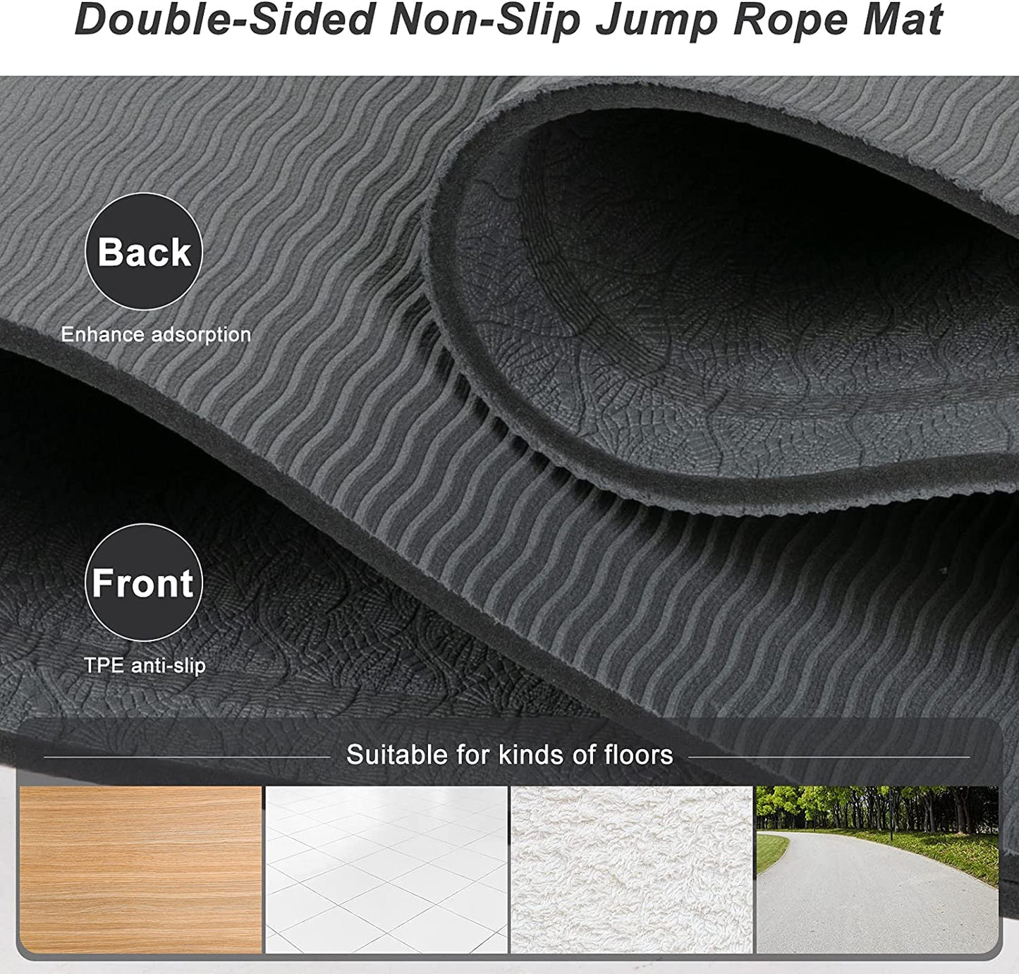 Jump Rope Mat 71"x31" Larger Non-Slip Indoor Outdoor Exercise Fitness Mat, Crossrope Jump Rope Pad, High-Density Workout Shock Absorption Jump Mat for Home Gym Flooring Concrete Jumping Rope
