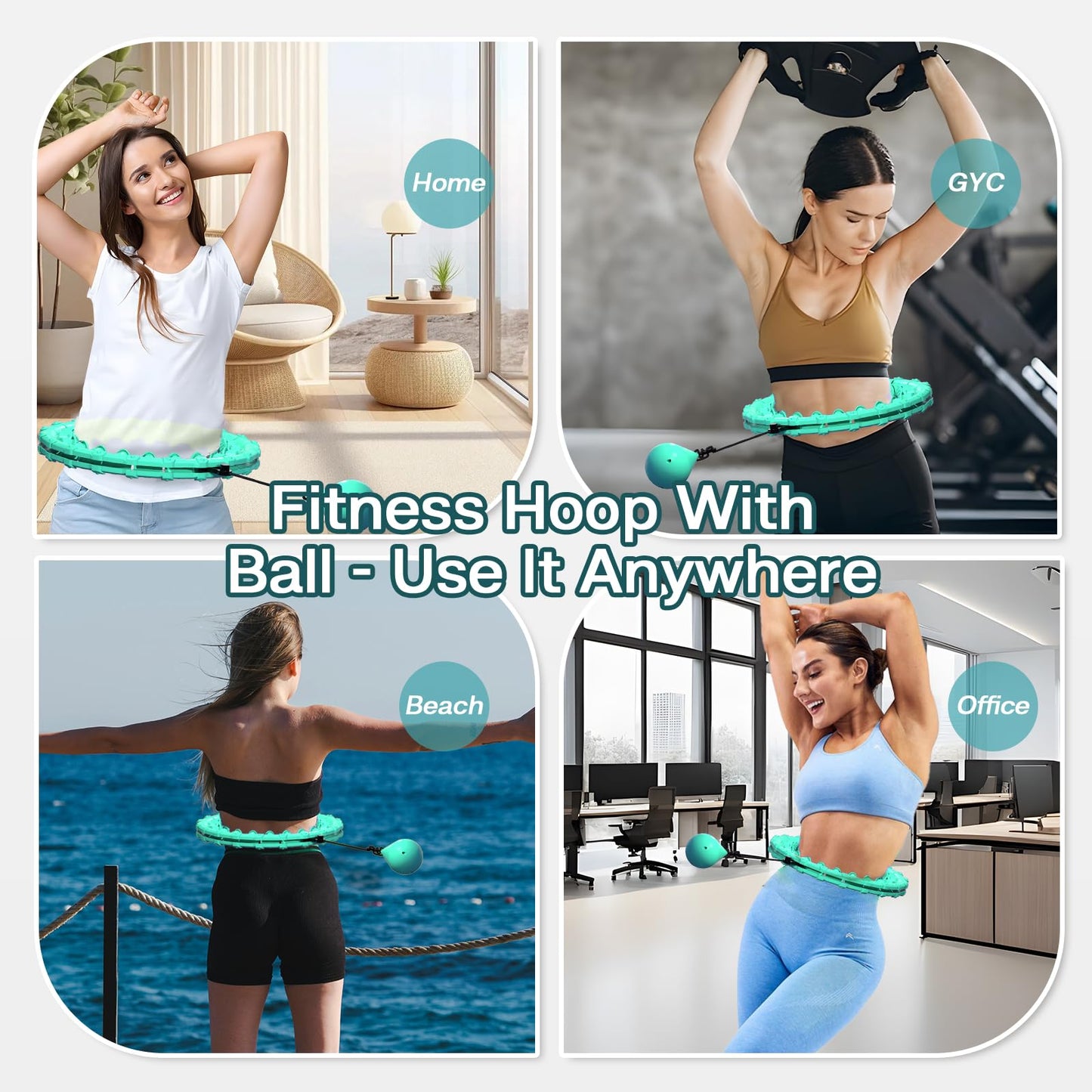 ZIBTREK Weighted Infinity Fitness Hoop for Adult Weight Loss, 2 in 1 Smart Fitness Workout Hula Circle Hoops with 27 Detachable Knots, Exercise Fit Hoop Suitable for Women and Beginners
