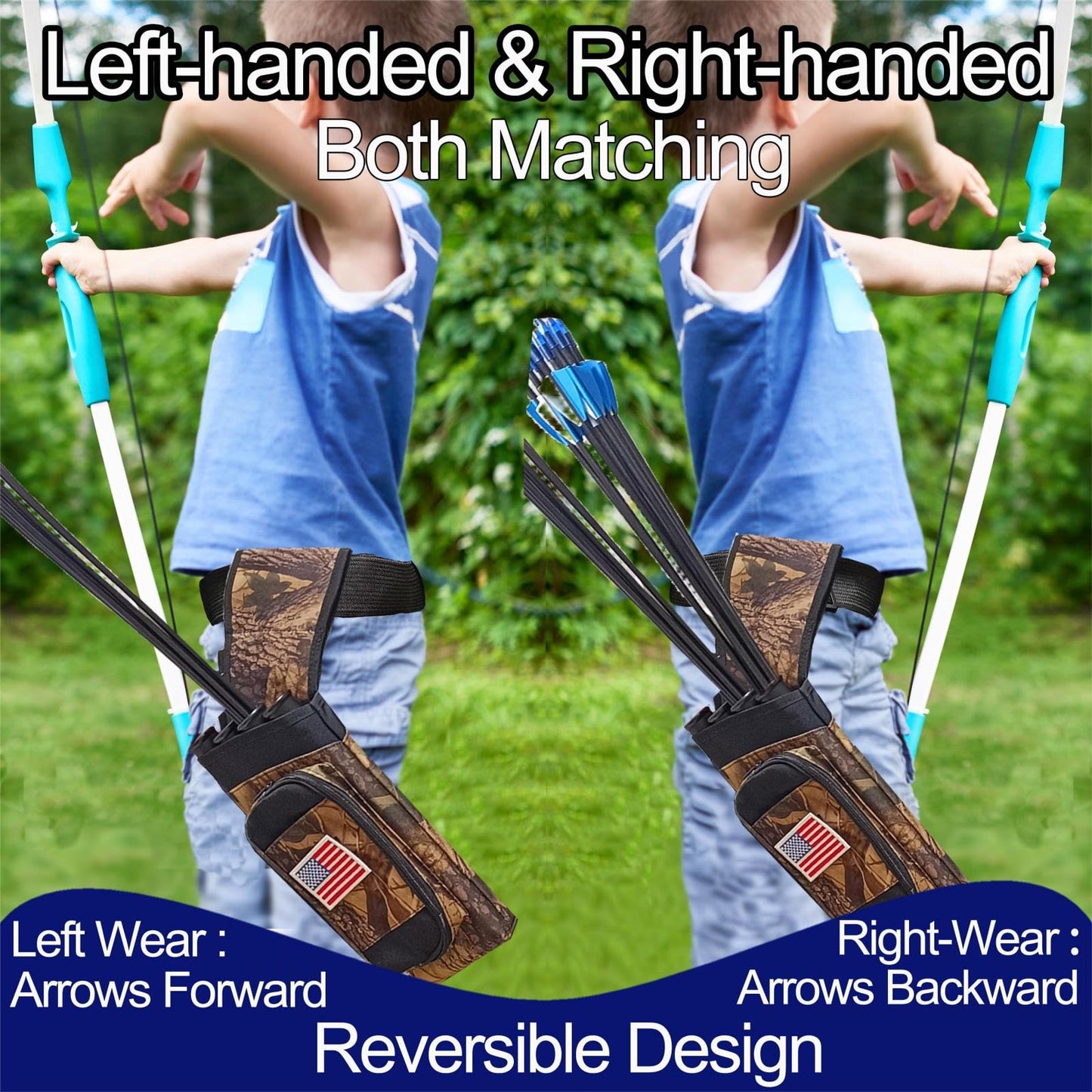 CCFREELIFE Hip Quivers for Archery, 4 Arrow Tubes Quiver Arrow Holder,Nylon Archery Quiver Hip for Left Or Right-Handed Archers, Great for Youth & Adults, Idea for Archery Shooter