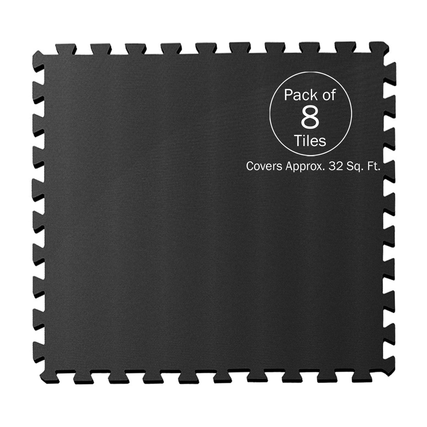 EVA Foam Mat Tiles 8-Pack - 32 SQ FT of Interlocking Padding for Garage, Playroom, or Gym Flooring - Workout Mat or Baby Playmat by Stalwart (Black)