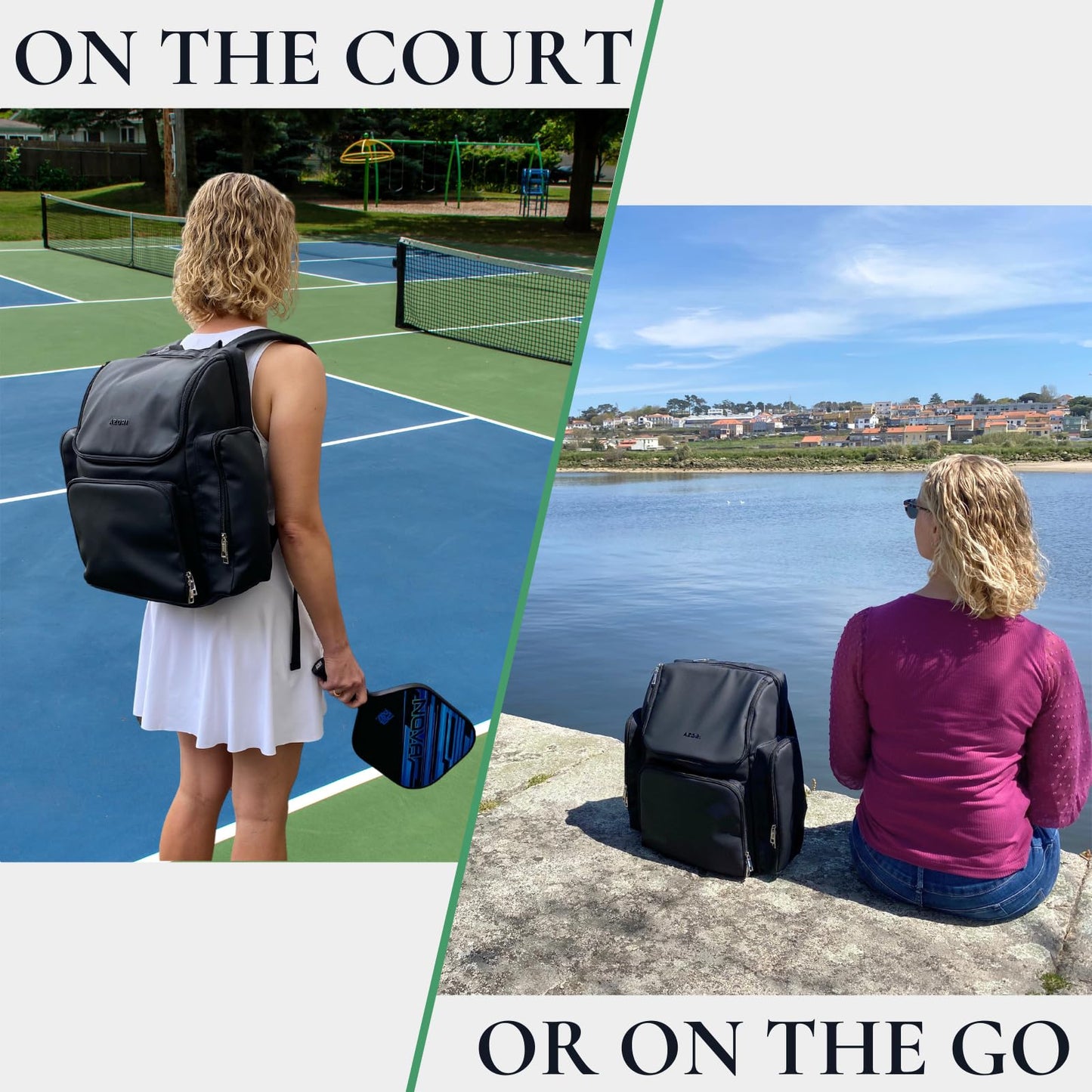AZORI Pickleball Bag | Stylish Pickle Ball Backpack for Women and Men | Paddle Pocket | Pickleball Storage