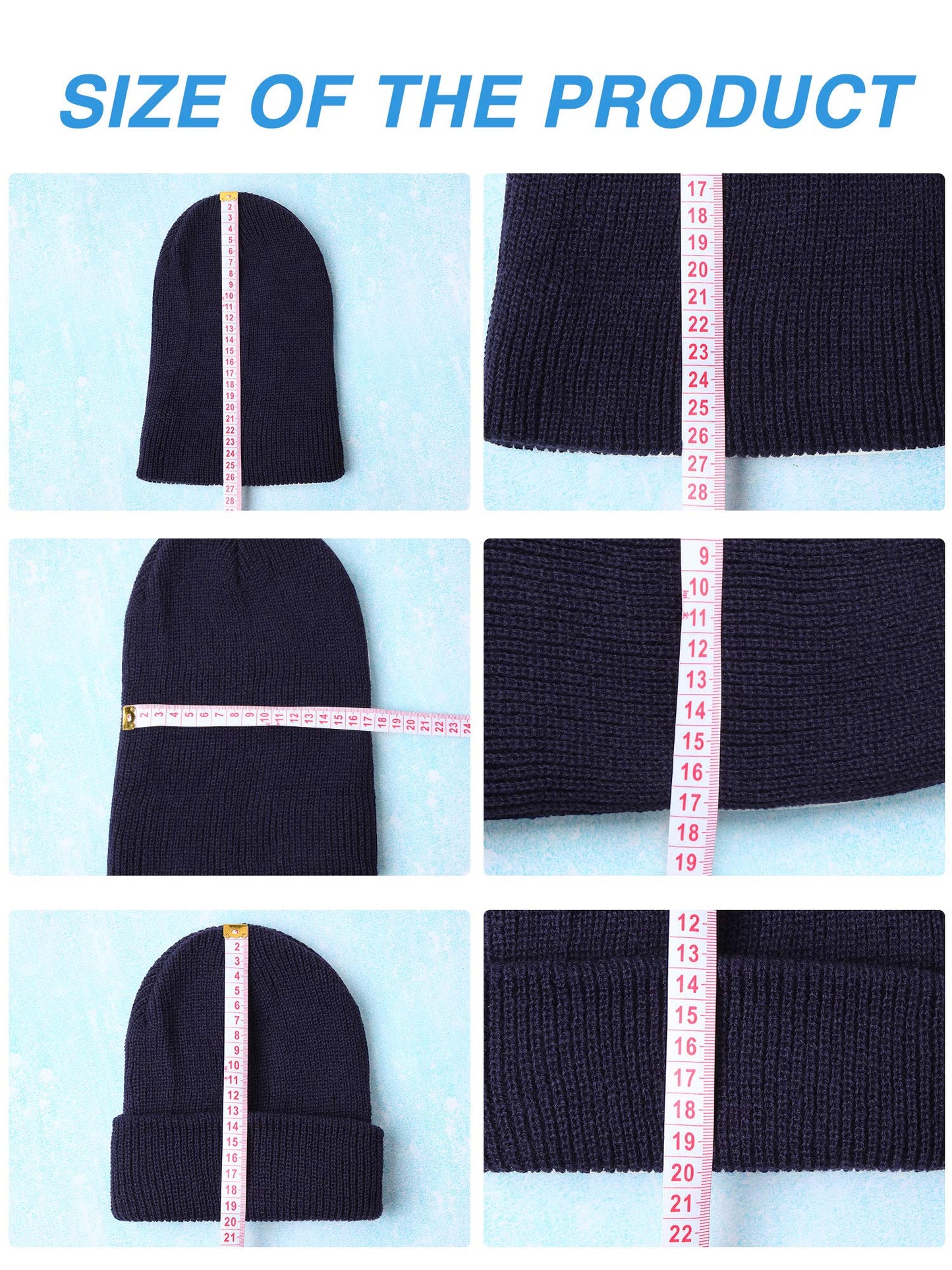 Zhanmai 12 Pack Winter Beanie Hats Bulk Warm Knitted Cuffed Skull Cap for Men Women(Navy Blue)