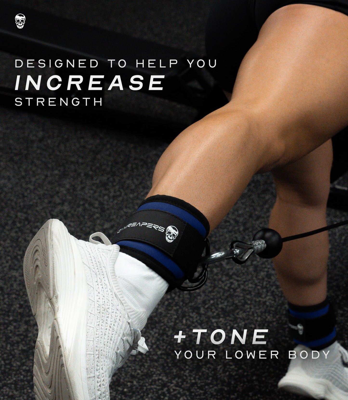 Gymreapers Ankle Straps (Pair) For Cable Machine Kickbacks, Glute Workouts, Lower Body Exercises - Adjustable Leg Straps with Neoprene Padding Cobalt, Pair)