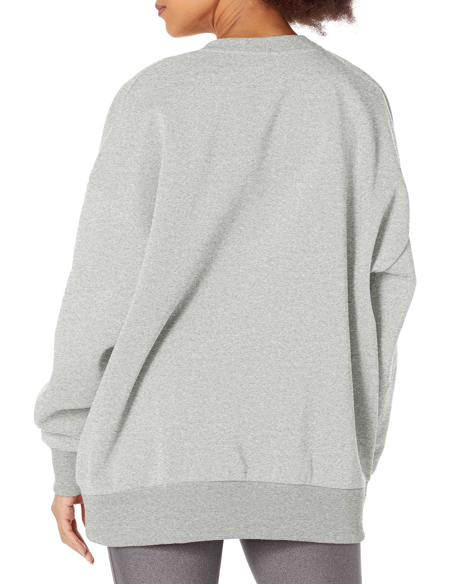 Under Armour Womens Rival Fleece Oversized Crew, (012) Mod Gray Light Heather / / White, Large